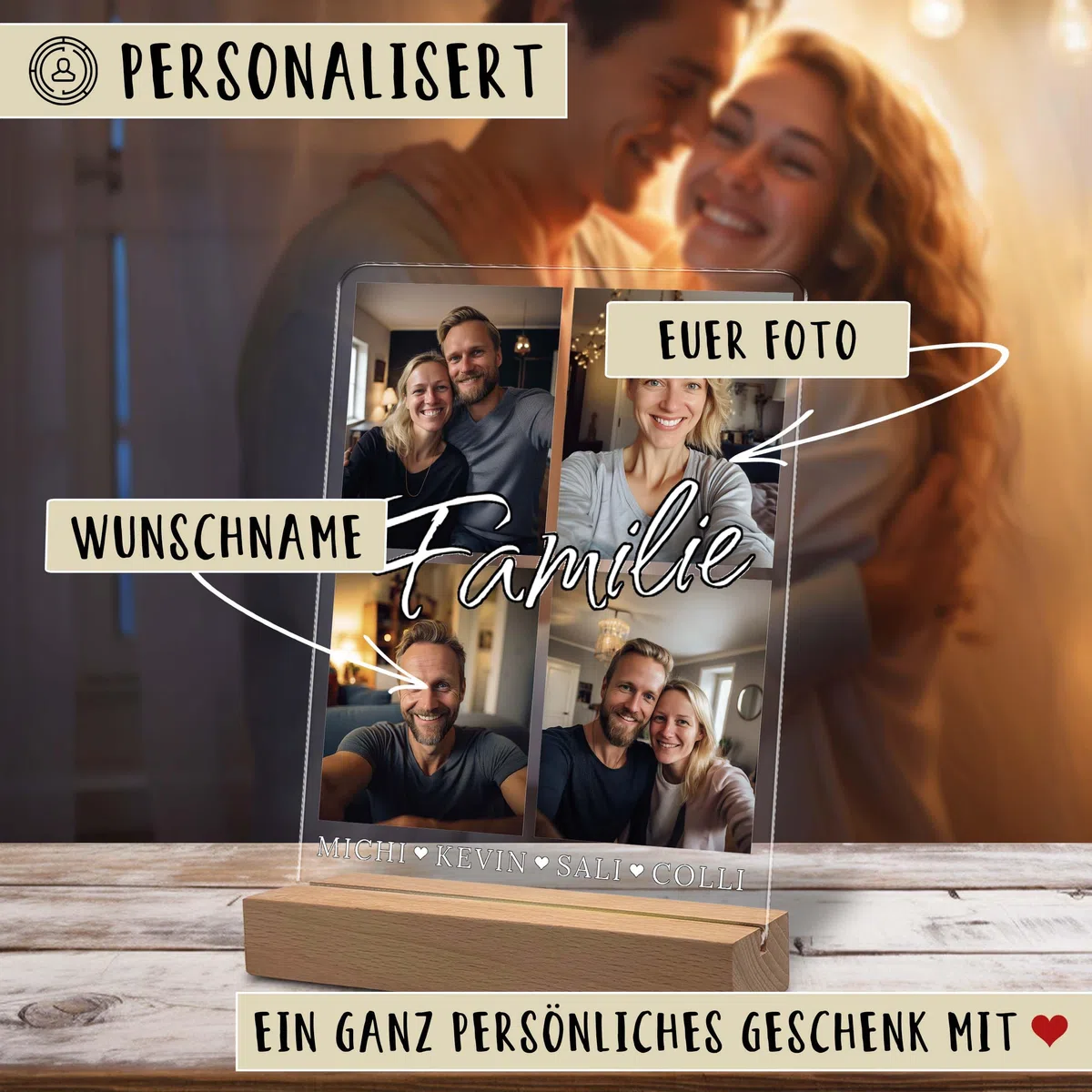 Yuweli Fotogeschenke | Personalisierte Geschenke für Frauen Männer | Geschenk für Ihn Sie | Partner Geschenke mit eigenem Foto | Geschenke für Ihn Sie | Familie | Acrylglas