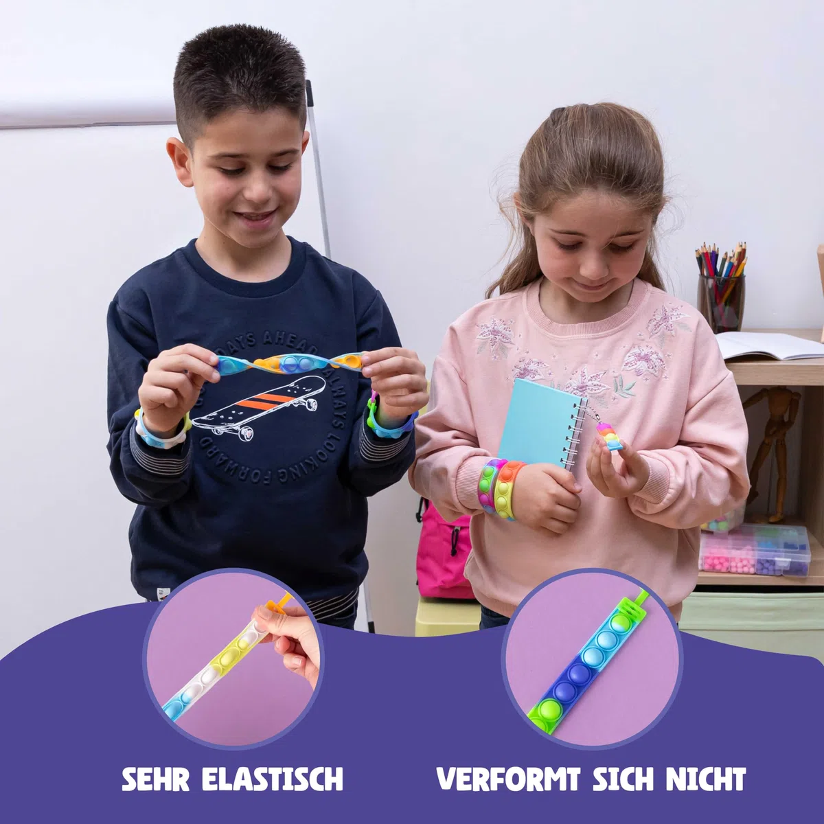 BONNYCO Armband und Schlüsselanhänger Pop It, Set 30 Mitgebsel Kindergeburtstag Gastgeschenke.Fidget Toys, Kleine Geschenke für Kinder. Mitbringsel Kindergeburtstag, Pinata Füllung Give Aways