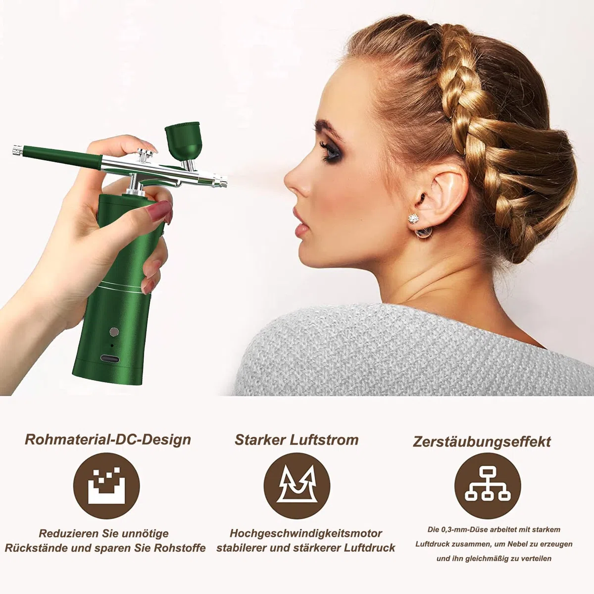 Airbrush Set mit Kompressor, Tragbare wiederaufladbare Airbrushpistole, mit Kompressor 900 mAh Airbrush Set für Makeup, Kuchendekoration, Nageldesign, Tattoo, Modellbemalung
