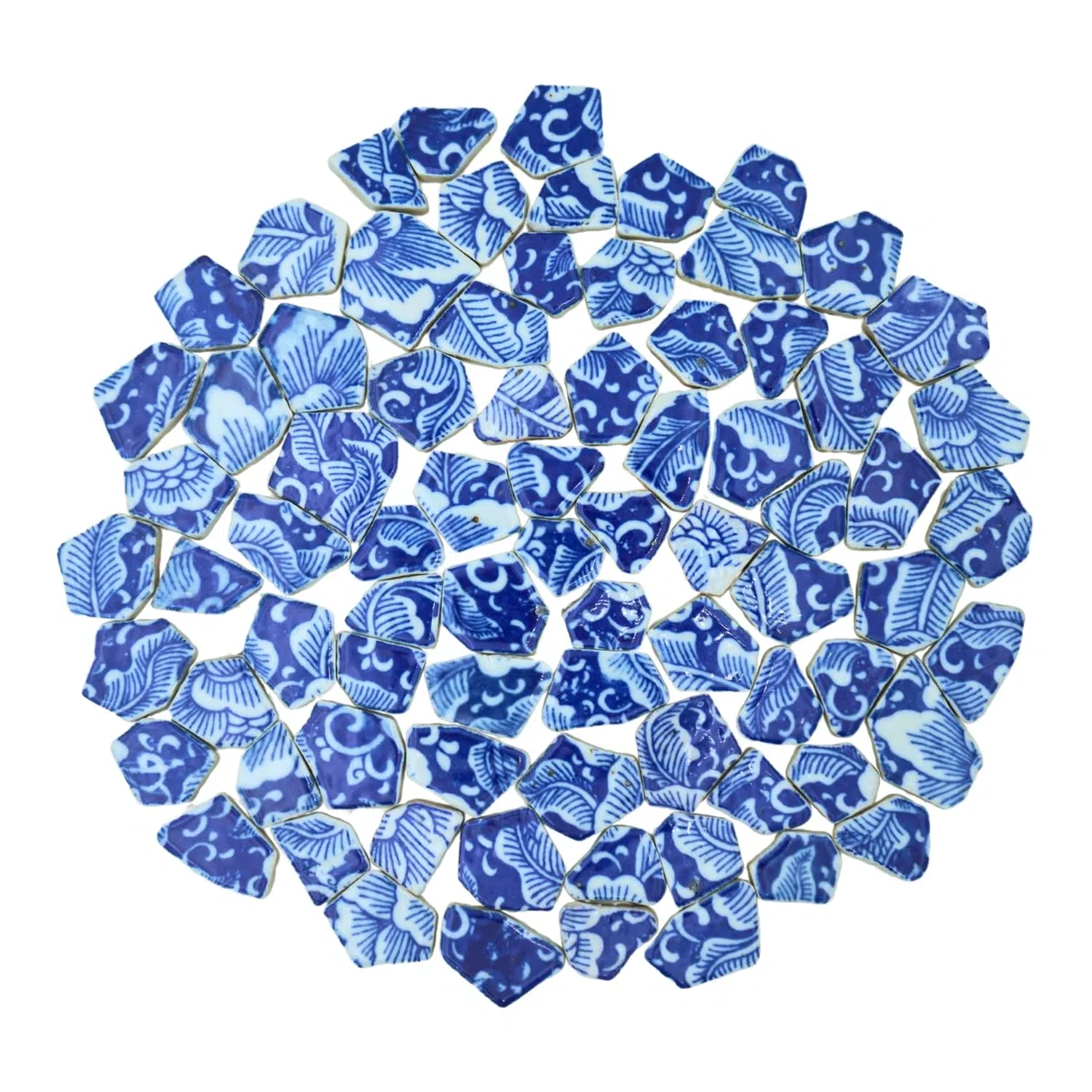 0,5 kg blaue und weiße unregelmäßige Porzellan-Mosaikfliesen, DIY, handgefertigt, Badezimmer, Wohnzimmer, Küche, Backsplash, Outdoor (08, Medium)