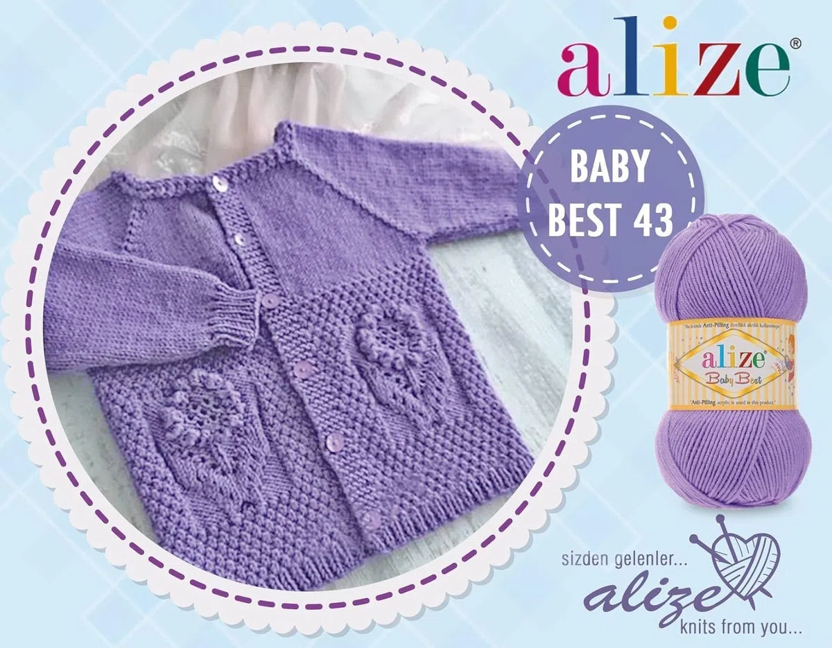 Hobby YARN 3x Etikettenlabel mit Alize Baby Best Wolle Premium 3x100g als Set, Antipilling Babywolle Acryl Uni & Batik Strickgarn zum Häkeln und Stricken (1)