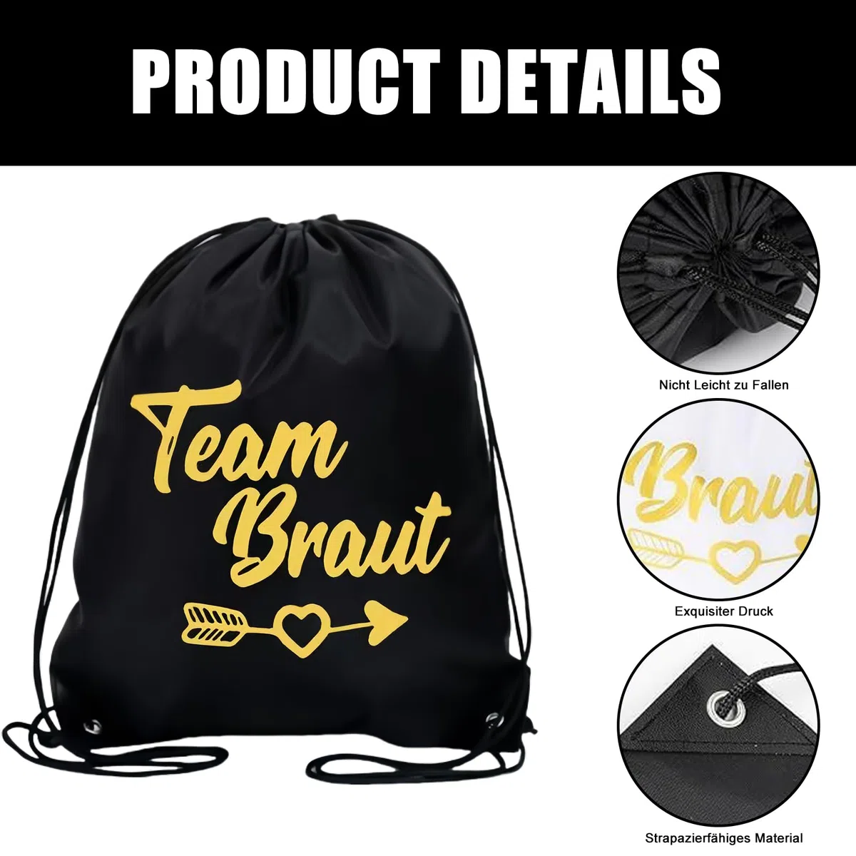 8 Stück Junggesellenabschied Frauen Team Bride Turnbeutel mit Kordelzug, JGA Frauen Turnbeutel, Damen Team Bride Rucksack Set, Braut Tasche Braut Bride Kordelzug für Braut Damen