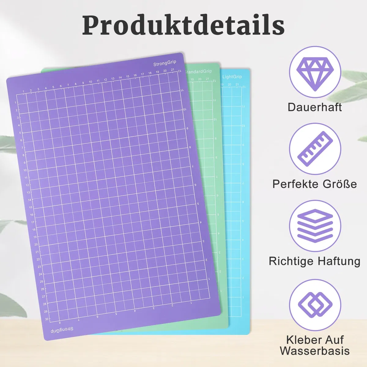 6 Stück Schneidematte für Cricut Joy Xtra,Schneidmatte,Cutting Mat,Selbstklebende Schneidematten für Handarbeit, Rutschfeste Matten für Cricut Beschläge (2 Geringe, 2 Mittlere, 2 Hohe Haftung)