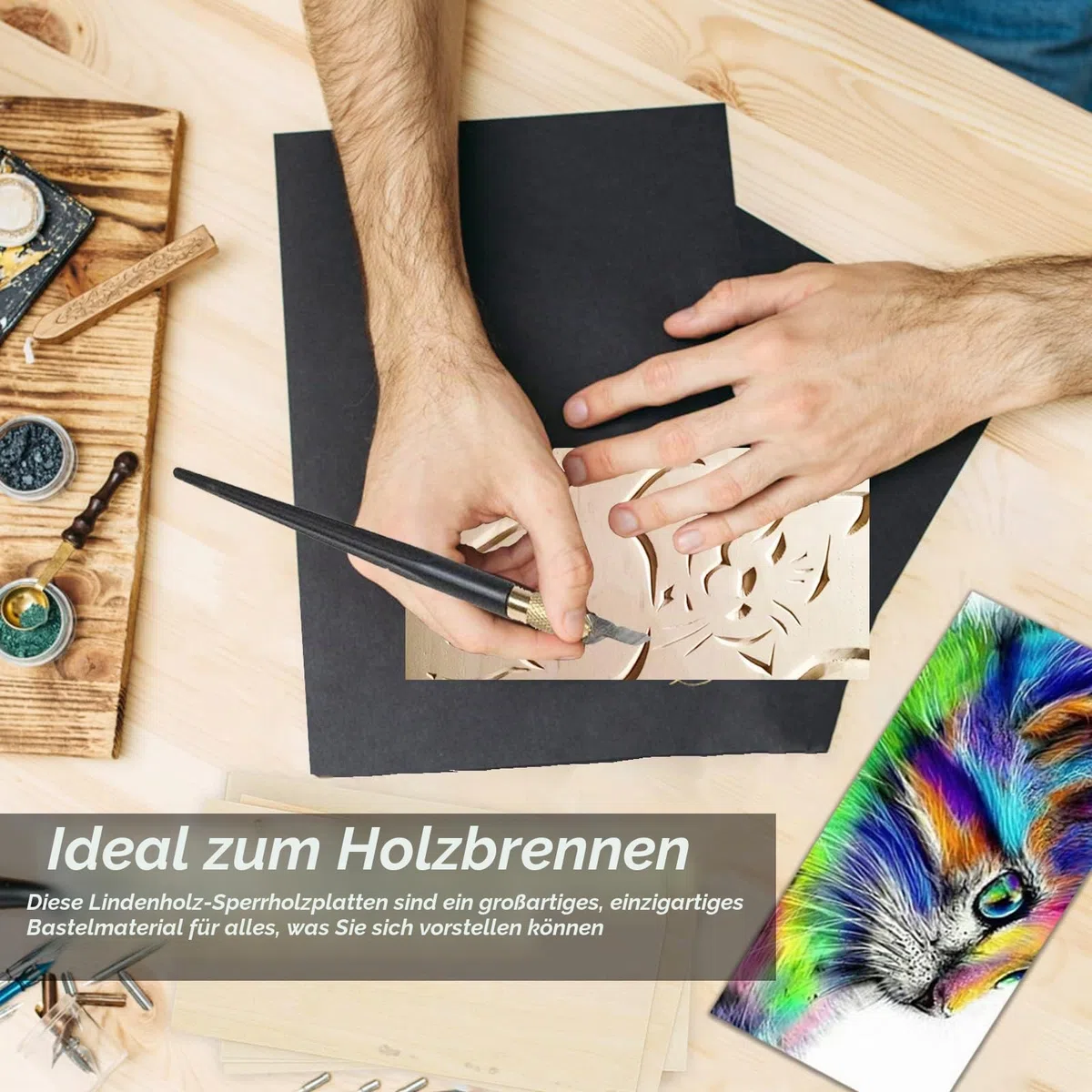 OWLKELA Lindenholz, 10 Stücke 300*200*2mm, Bastelholzplatten - Holzausschnitte zum Basteln, ideal für Laserprojekte, DIY Modell, Kunst und Handwerk, Gemälde