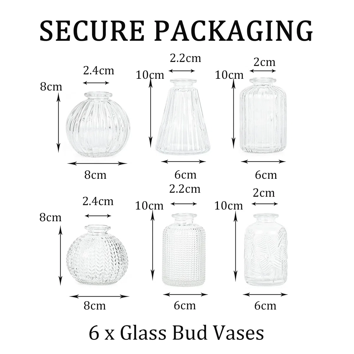 Vasen Klein Glas EylKoi - 6 Teile/Satz Klar Verschiedene Formen, Vasen Hochzeit, Tischdeko Mini Kleine Für Zuhause, Veranstaltungen Tisch, 1# + 2#