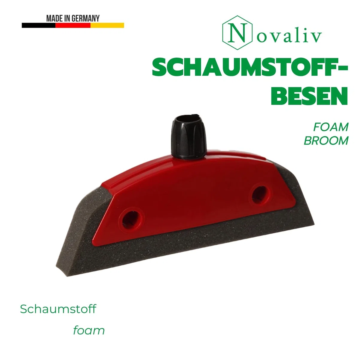 Novaliv 2er Set Schaumstoffbesen mit Abzieher Besenkopf Gummi Friseurbesen Schwarz Noppenbesen Hundehaarentferner Broom Parkett Besen für Drinnen Teppichbesen Bodenabzieher Haushaltsbesen Wunderbesen