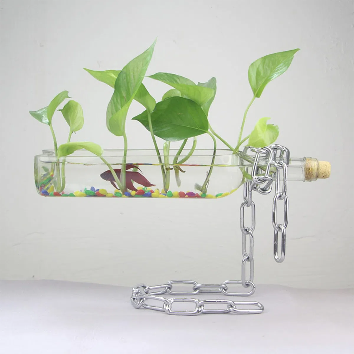 Kettenweinregal, Floating Wine Rack, Hängender Kette Weinhalter, Magischer Weinflaschenhalter, Schwebendes Weinregal Edelstahl, Geeignet für Esstisch, Küche, Bar, Weinkeller (Silber)