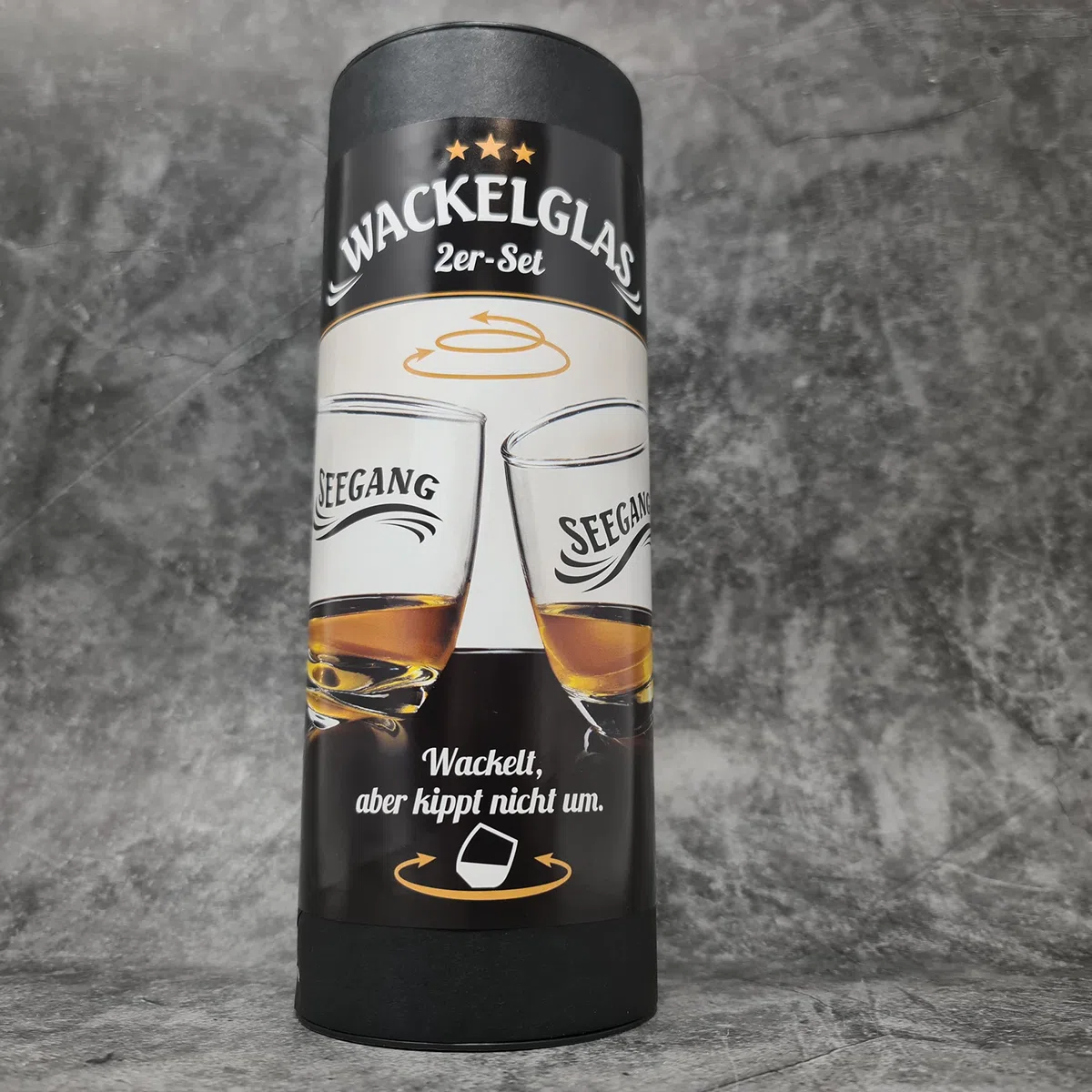 2 er Set Whisky-Gläser Rumgläser Wackelglas Schwenkglas in Geschenkbox Höhe 8,5 cm Durchmesser 7,5 cm 200ml Perfekt für Zuhause, Restaurants und Partys Spülmaschinenfest