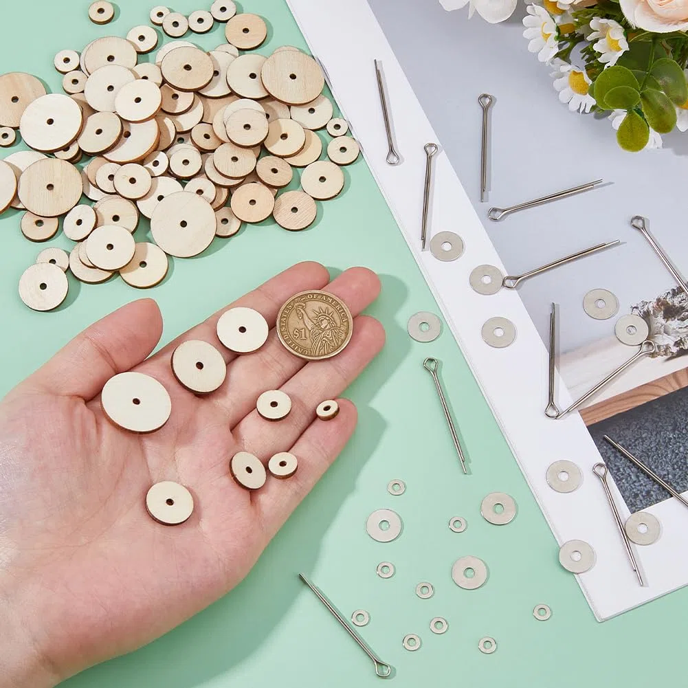 SUPERFINDINGS 180 Stück 8 Größen Holzpuppengelenk Und Faserplatten 8-24mm Drehbare Puppengelenke Splintstift Für Amigurumi Häkelbärpuppen DIY Bastelarbeiten