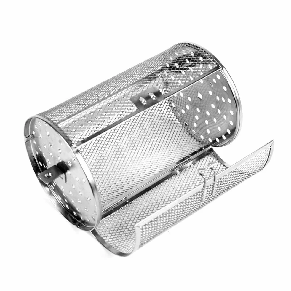 Back-Röstkorb aus Edelstahl, Drehbar, für Nüsse, Bohnen, Erdnüsse, Käfig für Kaffee, Mandeln, 1 Stk (SILVER)