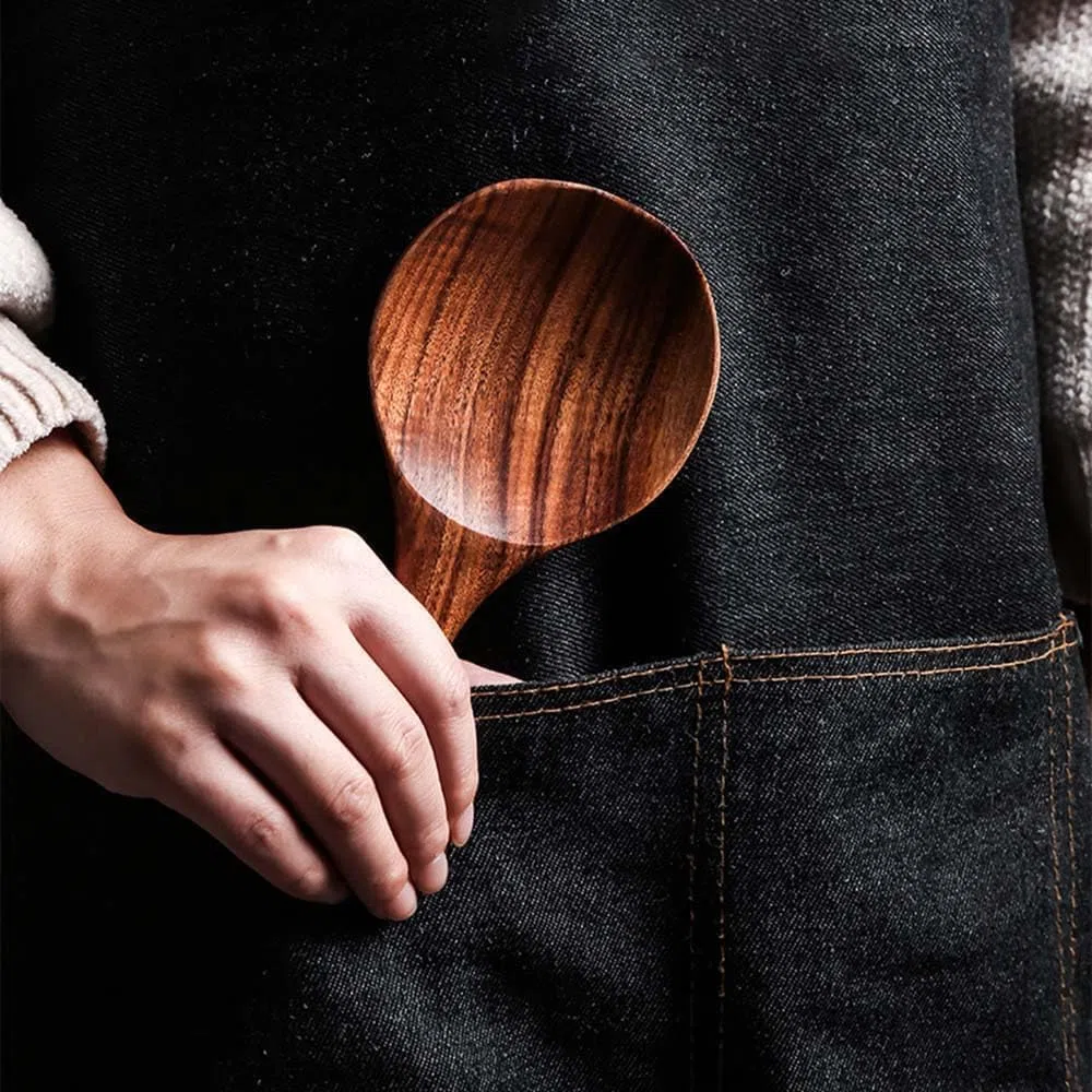 Reislöffel aus natürlichem Holz, antihaftbeschichtet, Reisschaufel, Reis-Servierlöffel, Reisspatel für Reis, Kartoffeln, Salate, 17,8 cm, Servierutensilien für Küche und Esszimmer, Servierlöffel,