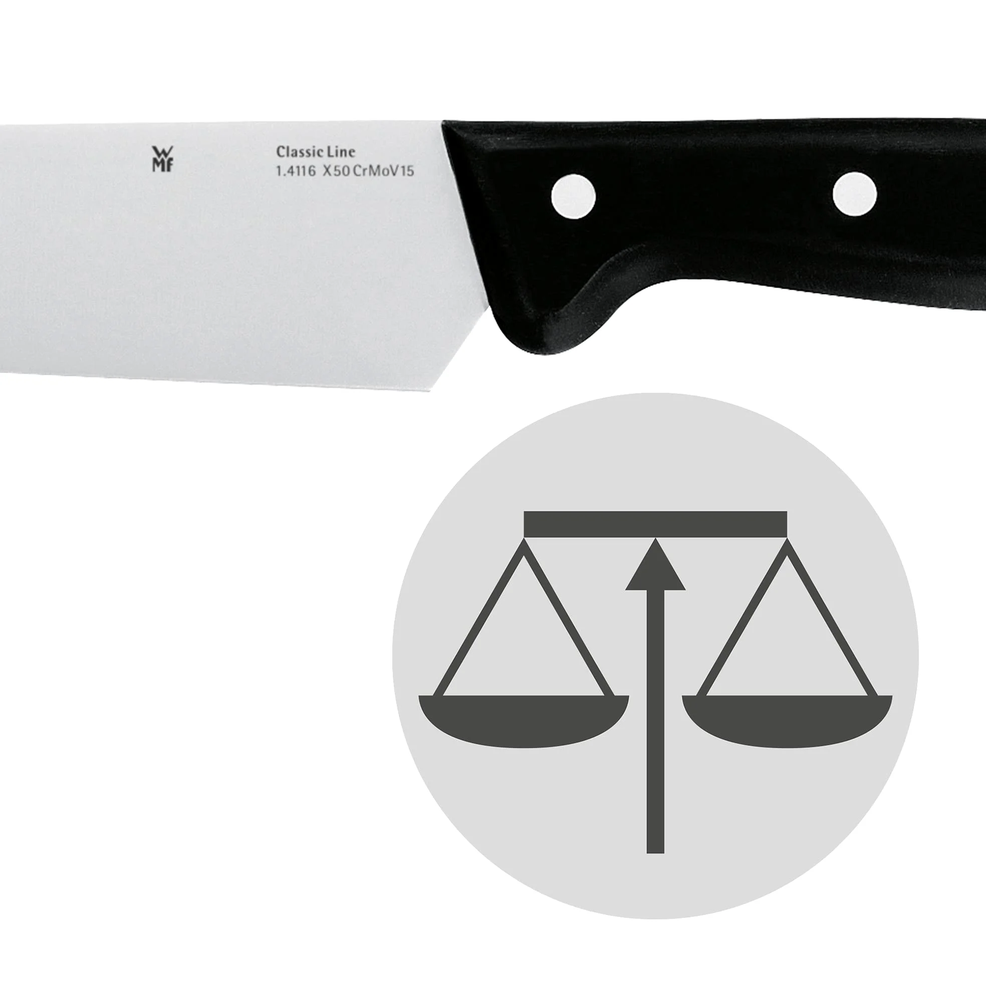 WMF Classic Line Messerblock mit Messerset 7-teilig, bestückt, 5 Messer, Wetzstahl, Buchenholz-Block, Spezialklingenstahl, schwarz