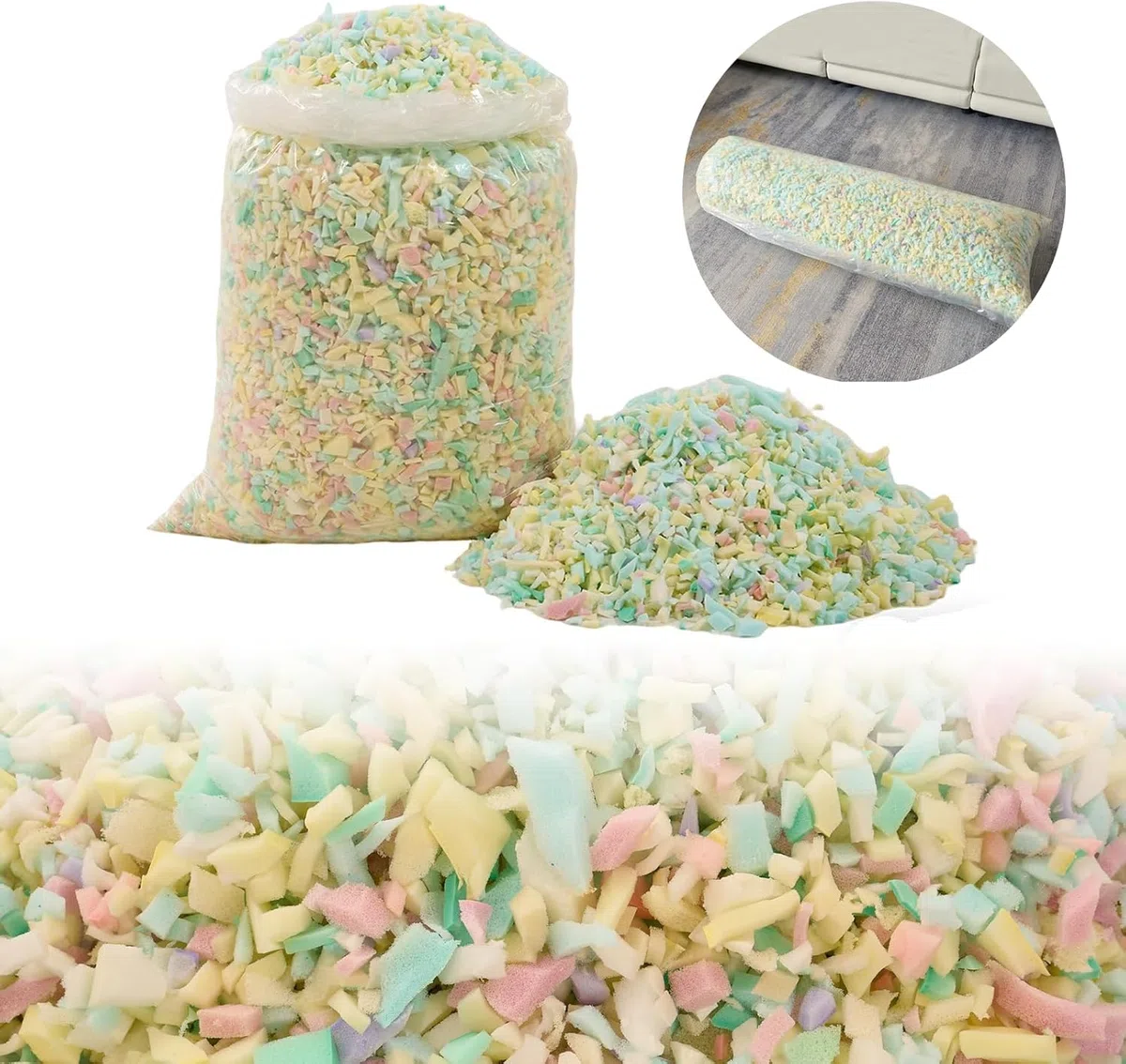 Louis Donné Memory Foam NACHFÜLLPACK 3,5KG (7.7LBS) Hochwertige Sitzsack Füllung Shredded Foam, Weiche Schaumstoff-Flocken für Hundebetten & Couchkissen, Geruchsneutral & Formstabil