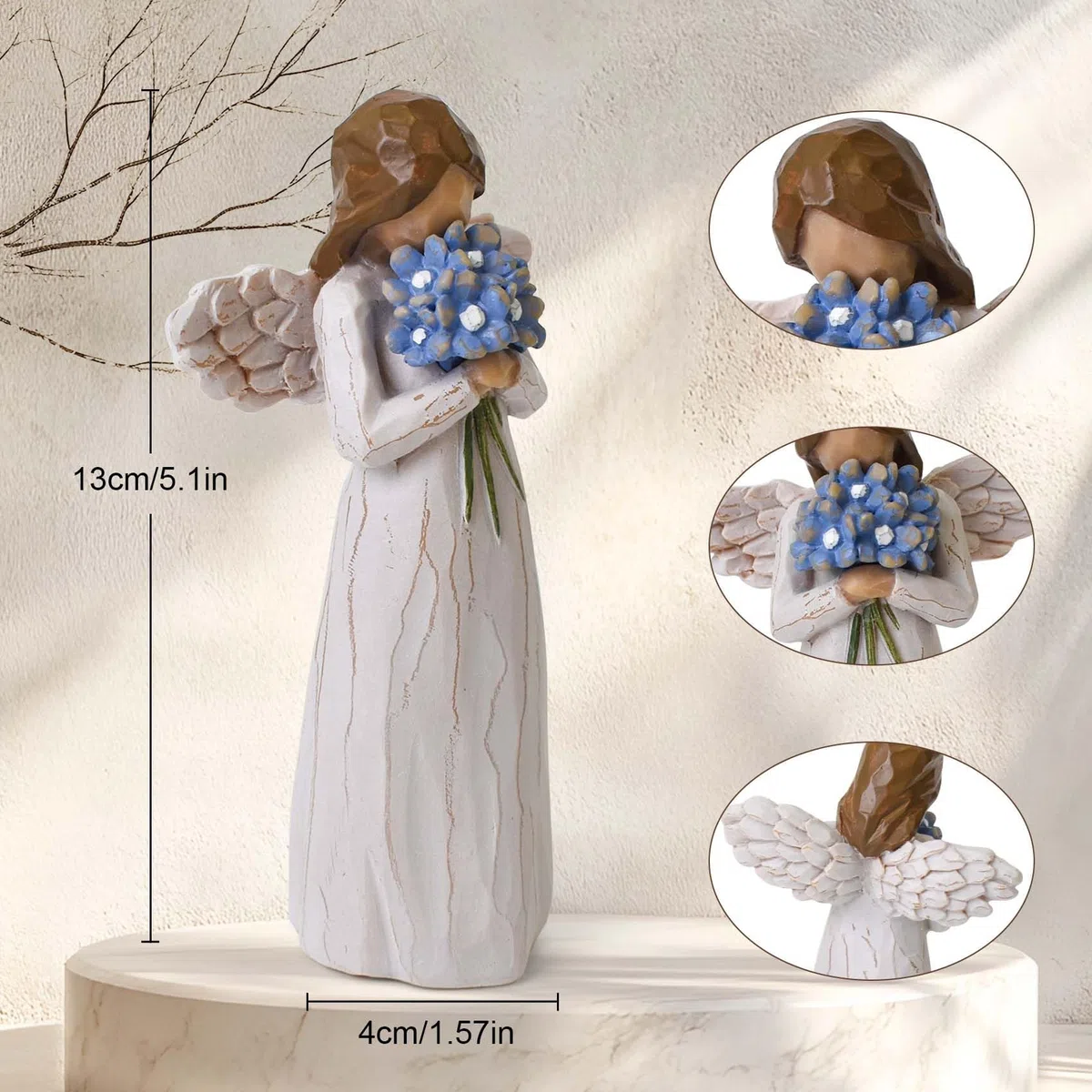Vergiss Mein Nicht Schutzengel Figuren, Beileidsgeschenke für den Verlust Eines Geliebten Menschen, Fehlgeburt, Geschenke für Mütter, Handbemalte Statue für Heimdekoration Ornament