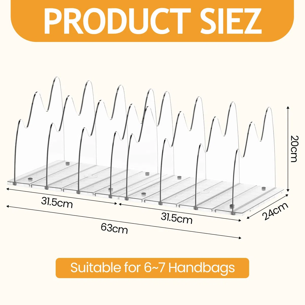 2 Stück Handtaschen Trenner Aufbewahrung für 6 Taschen Regalteiler für Schrank verstellbare Geldbörsen Organizer Handtaschentrenner Taschenständer für Schlafzimmer, Schränke, Büro, Bad
