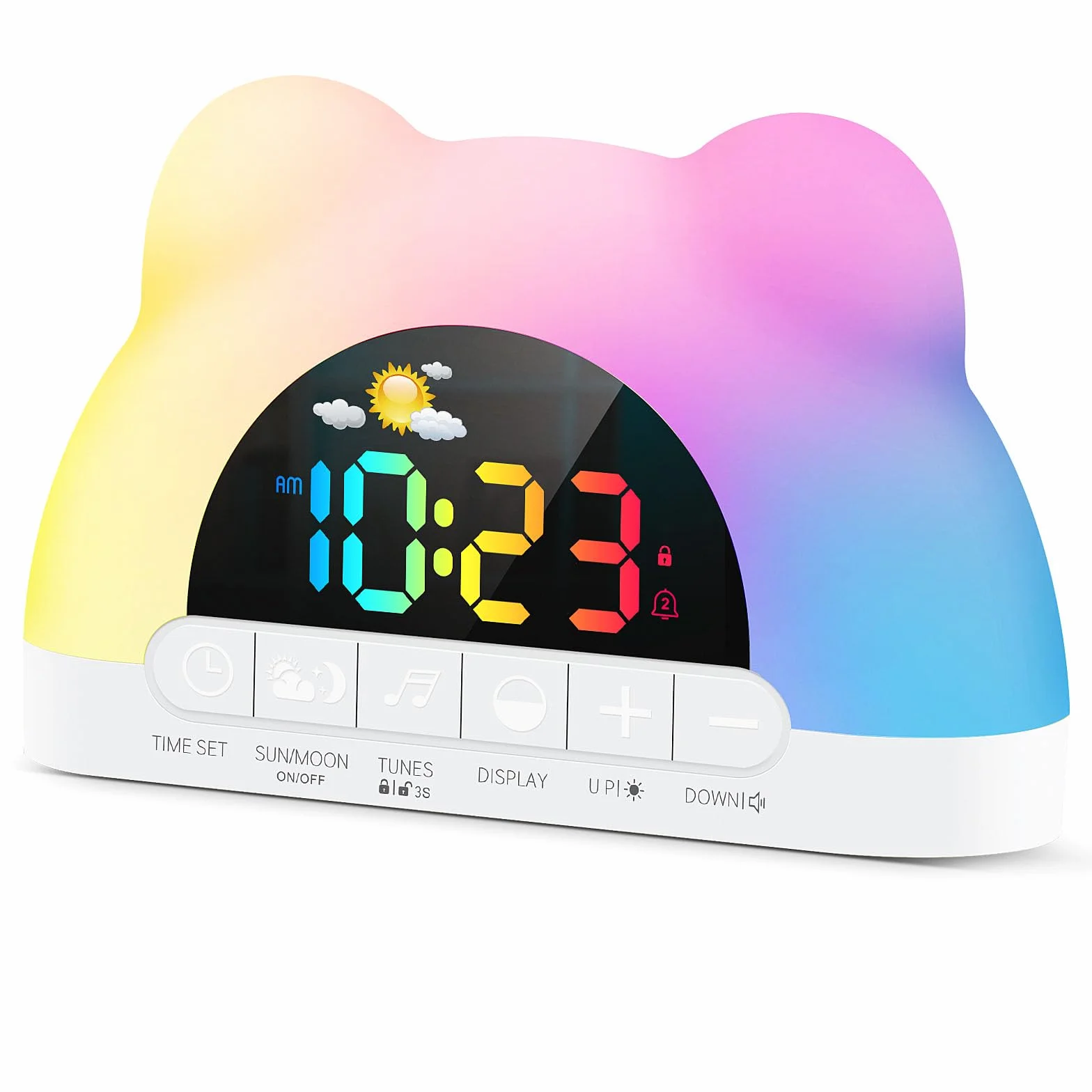 Azyh Kinderwecker, Wecker Digital für Mädchen Jungen, Schlaftrainer Kinder mit 11 RGB Farb Nachtlicht, OK zum Aufwachen der Plug-In Elektrische Wecker, 10 Soundeffekten, Dual Alarms, Snooze, 12/24