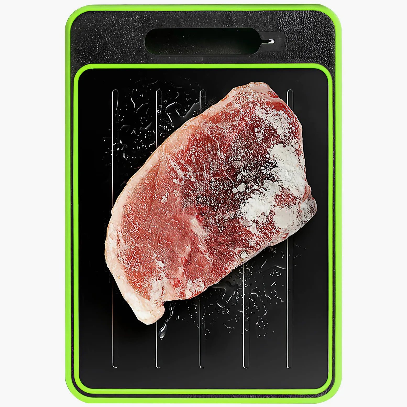 Frost Away Schneidebrett mit Auftau-Funktion, 4-in-1 Küchen Gadget mit integriertem Messerschärfer und Gewürzreibe, Auftauplatten Schnellauftauplatte FüR Lebensmittel, ohne Geschmacksverlust