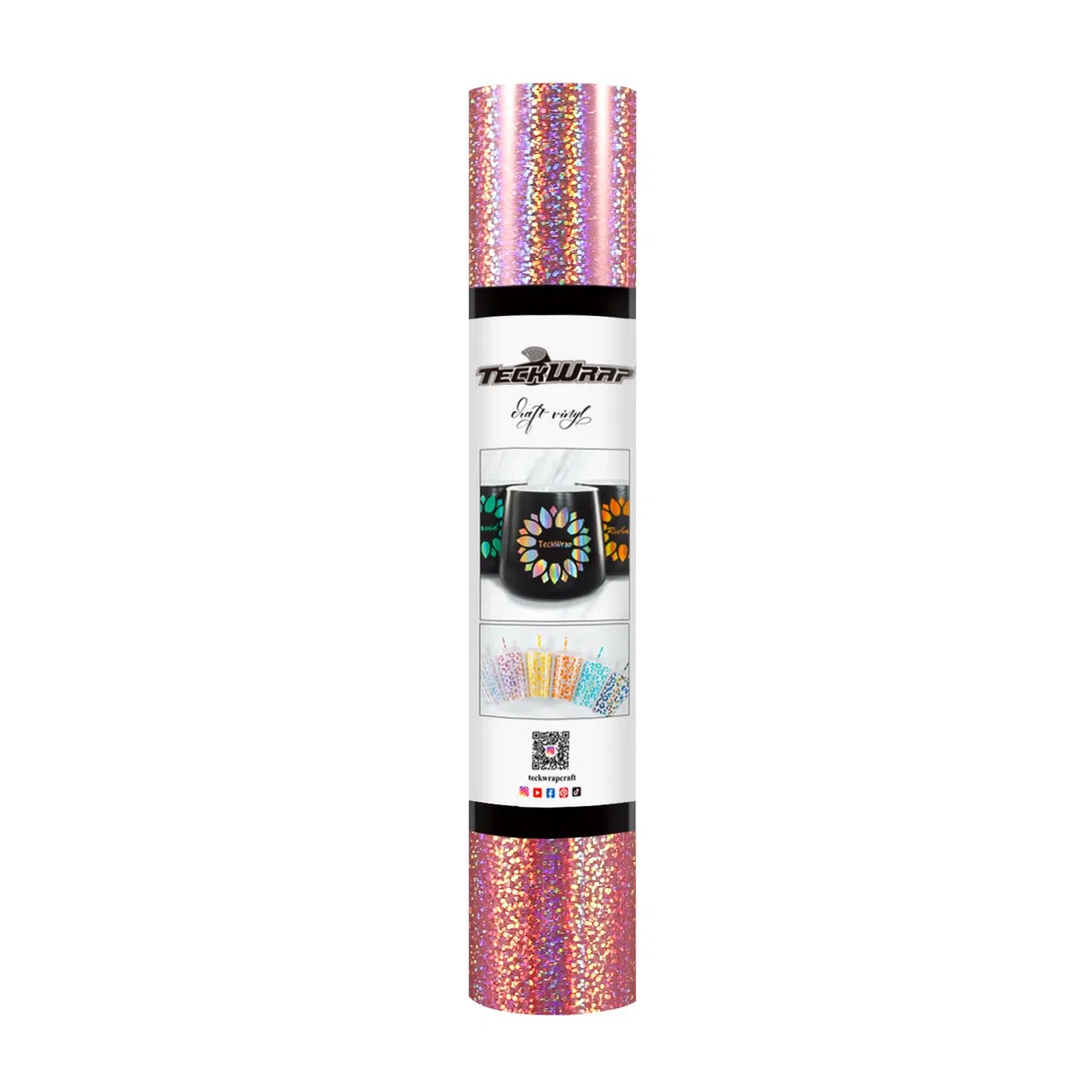 TECKWRAP Holografisches Glitzer-Vinyl, selbstklebend, 30 x 152 cm, Rosa