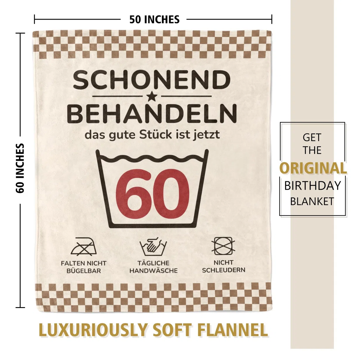 60 Geburtstag Frau Mann, Lustige Geburtstag Kuscheldecke Geschenk, Geschenke zum 60 Geburtstag für Frauen Männer, 60.TER Geburtstag Frau Freundin Mama Papa, Schonend Behandeln Geschenke