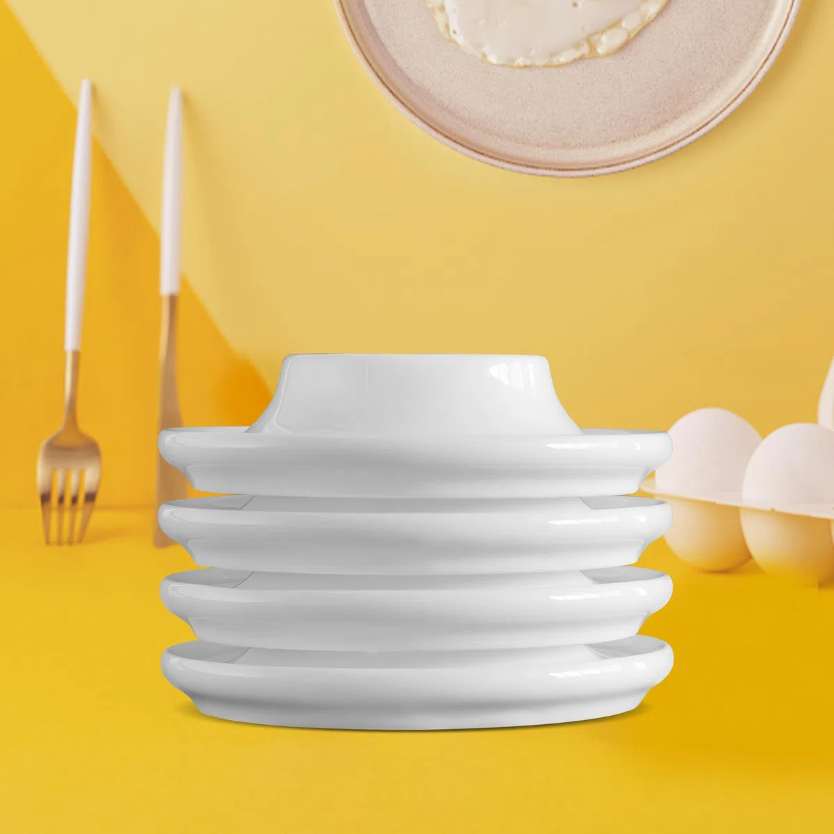 Cinf 4er Set Porzellan Eierbecher Ostergeschenke Eierstnder für Jeden Frühstückstisch Hart und Weichgekochten Eiern (Eierhalter Weiß) Easter Gift