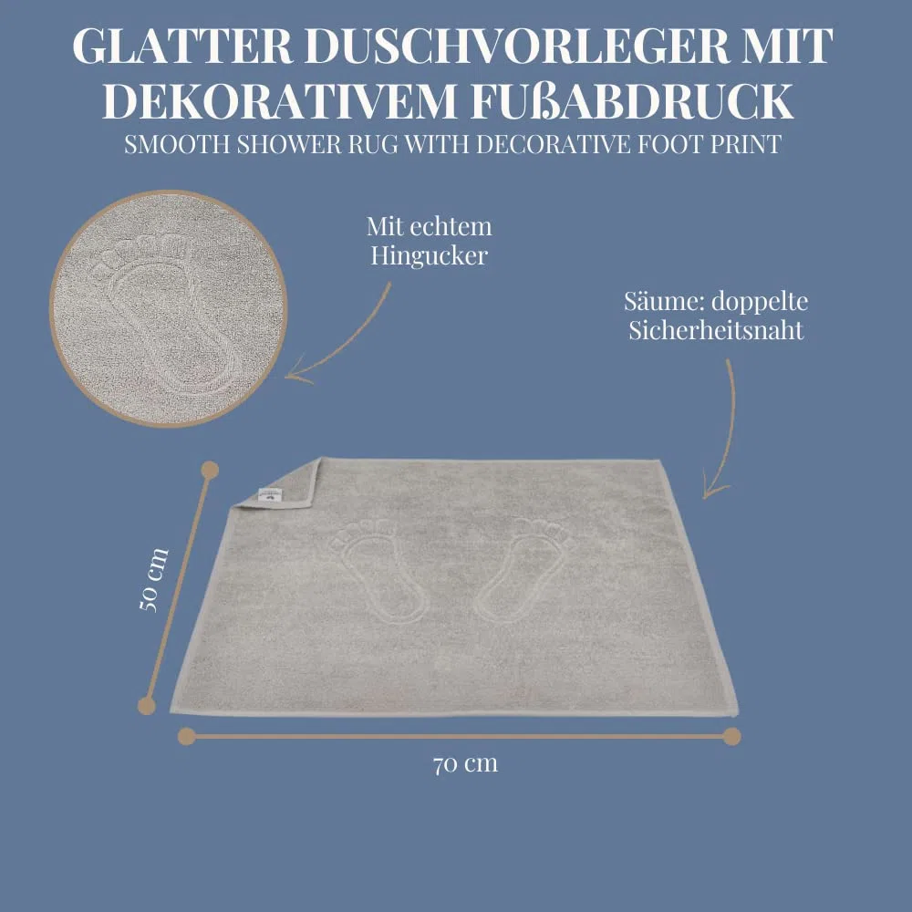 Carenesse 2er Set Badvorleger mit Fußabdruck 50 x 70 cm grau I Saugstarke Badematte aus Baumwolle: Premium Hotelqualität Öko-Tex 100 I Badematten Set kurzflorig I Duschvorleger dick & fusselfrei