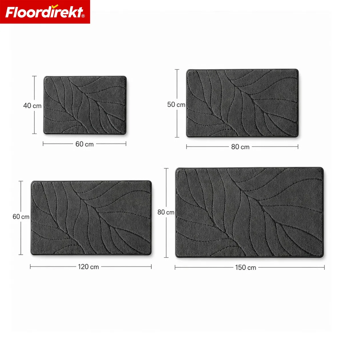 Floordirekt Badteppich - extra flauschig & schnelltrocknend - Badezimmerteppich mit rutschhemmender Rückseite - Badematte Duschvorleger (Maris) (Dunkelgrau, 60 x 120 cm)