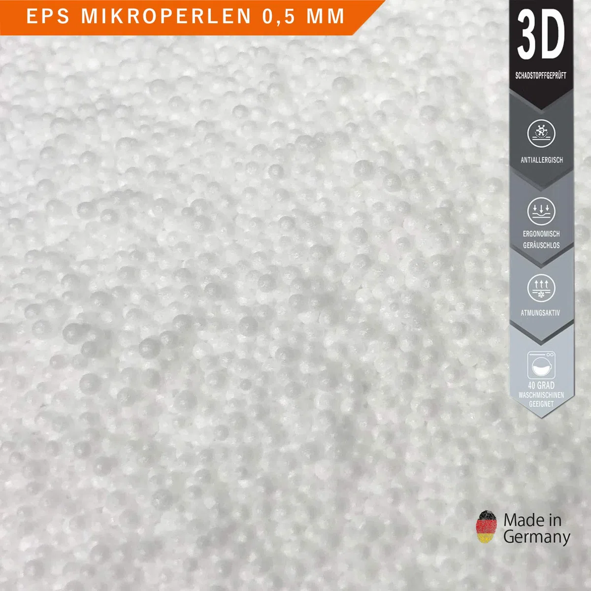 Sei Design 20 L EPS Mikroperlen ø 0.5 mm für Stillkissen | schadstofffrei | made in Germany