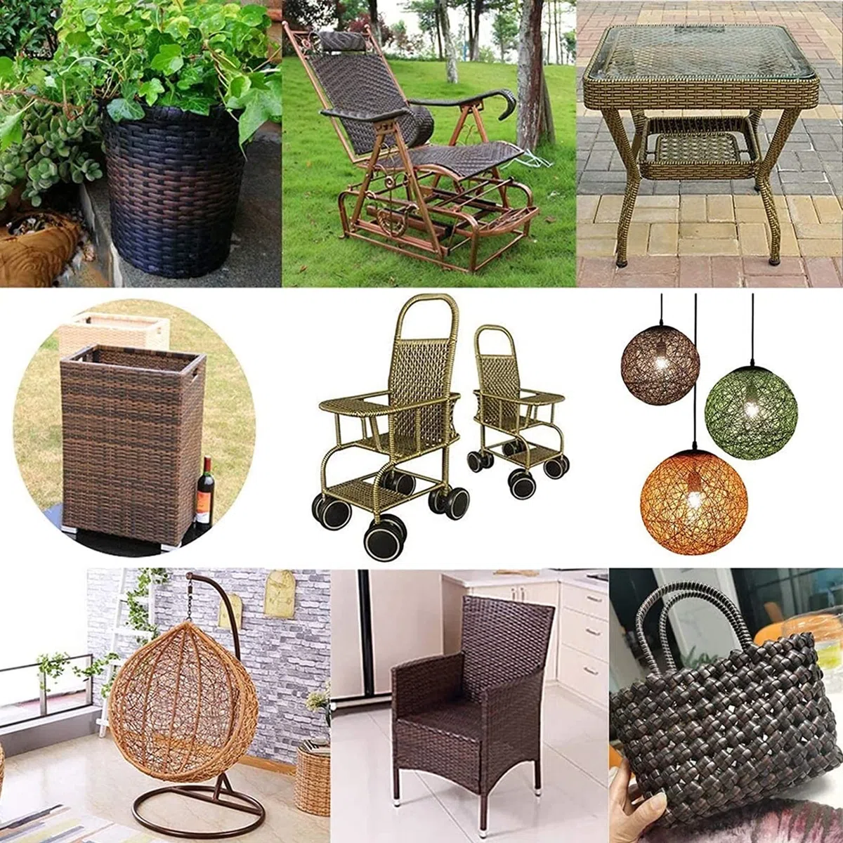 Rattan-Möbel-Befestigungsset Kunststoff-PE-Korb-Reparatur, 8 mm Breite, 1,2 mm Dicke, 500 g Rattan-Reparaturset, für Kunststoff-Rattan-Gartenmöbel