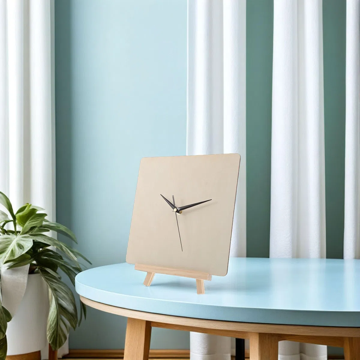 Gatuida 1 Set „Bastel dir Deine eigene Uhr“ – DIY-Zifferblatt aus Holz mit Zeigern/Uhrwerk und Ständer – 30 cm großes, unbehandeltes quadratisches Zifferblatt für Bastelarbeiten und Bemalung