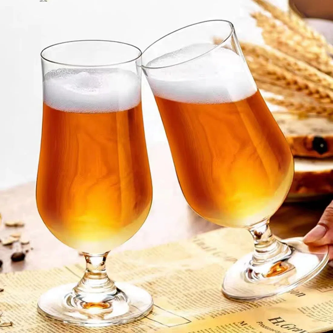 Hurricane-Glas, 350 ml, Pina Colada-Gläser, klare Tulpen-Trinkbecher für Säfte, Cocktails, vollmundiges Bier, tropische Getränke, Wasser, Getränke, 2 Stück