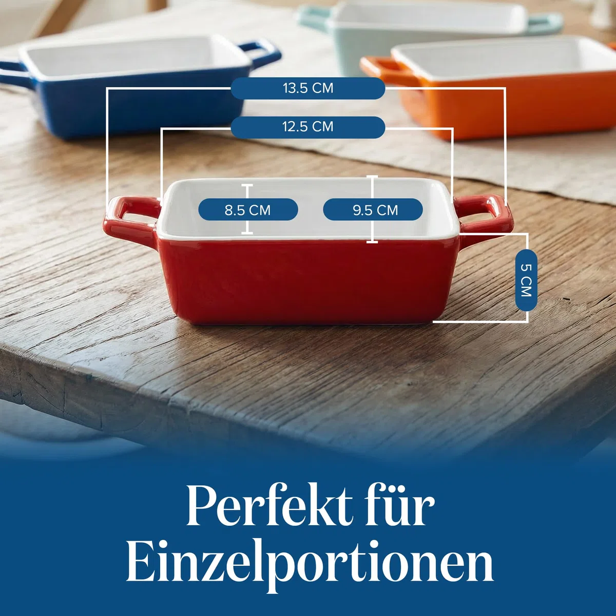 Joeji’s Kitchen Mini Auflaufformen (4er Set, 325ml): Kleine, rechteckige Keramik-Ofenformen für Lasagne, Ragout Fin, Soufflé & Gratin (1 Person).