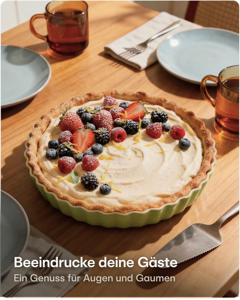 Praknu Tarteform aus Keramik 28 cm - Hoher Rand für Kuchen & Pie - Mit Antihaftbeschichtung - Kratz- und Schnittfeste Quicheform - Einfach zu Reinigen - Tarte Tatin Form