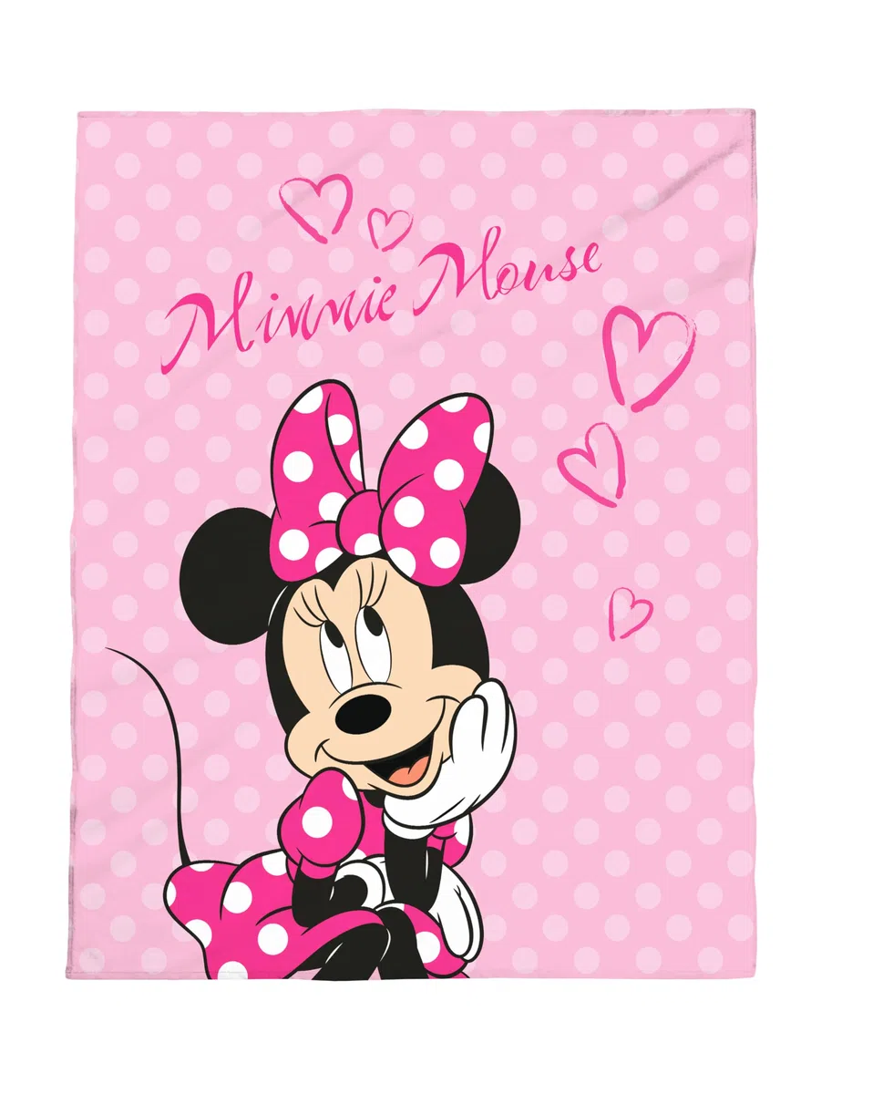 Disney Minnie Mouse Flanell Flauschdecke, Kuscheldecke 130 x 160 cm