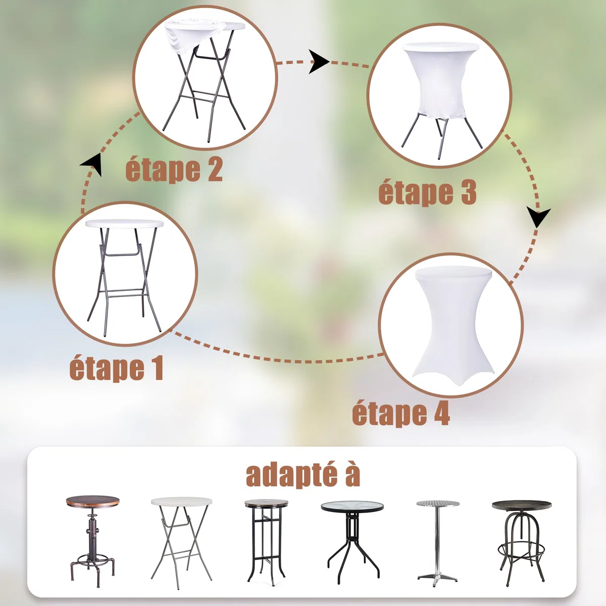 Dehnbare, elastische Tischdecken Größen - Modernes, minimalistisches Design Perfekt für Bars, runde Tische, Hochzeiten, Partys - Elegantes Ambiente (1, Weiß, 70 * 75cm)