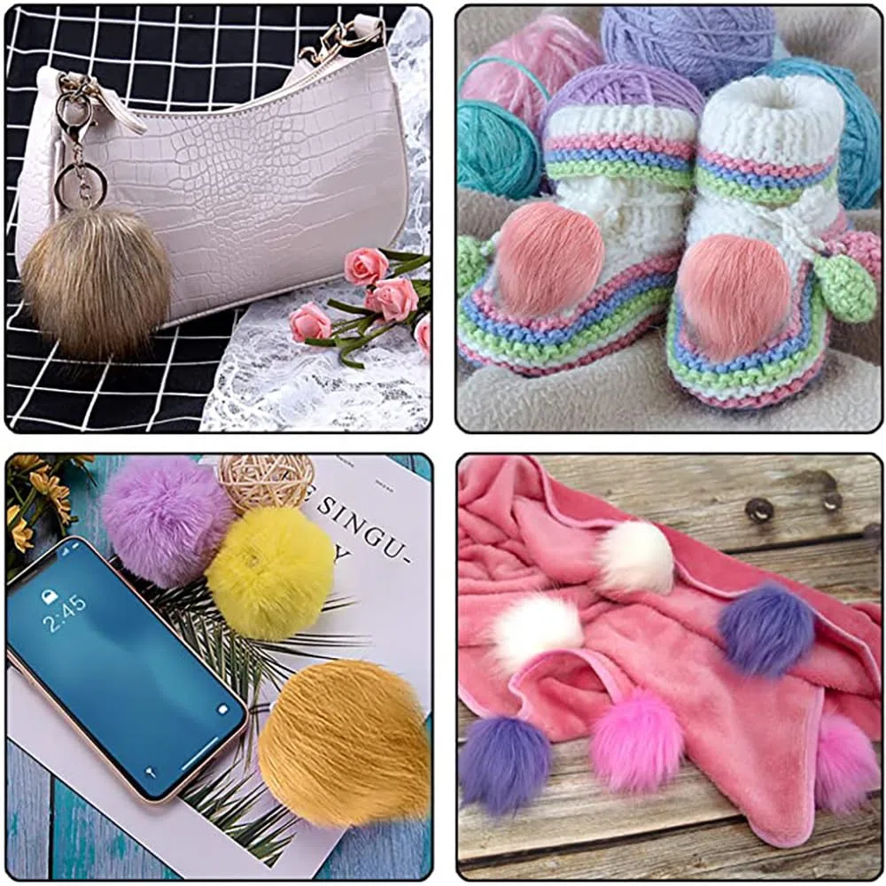 10 Stück 8cm Kunstfell Pompon Fellbommel Pompon Bommel für Mützen Beanies Fellbommel Fellpompon Künstlicher Haarball für Tasche Anhängern Schlüsselanhänger Dekoration Bekleidung Zubehör -braun