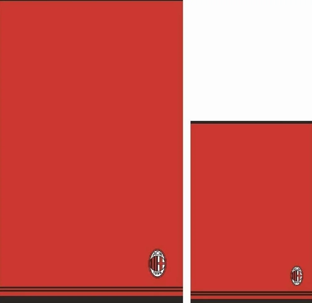 AC Milan Set Handtuch und Gästehandtuch Frottier, 100% Baumwolle, Rot/Schwarz, 100 x 60 x 1 cm