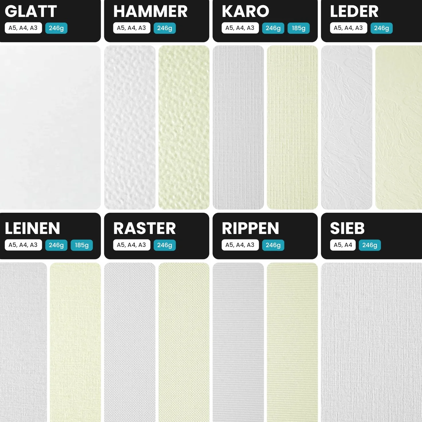 Netuno 100x Strukturpapier Leinen Creme DIN A4 21 x 29,7 cm 185g Elfenbeinkarton Chamois Strukturpapier bedruckbar Bastelkarton Leinen-Optik für Visitenkarten Basteln Einladungskarten Diplome