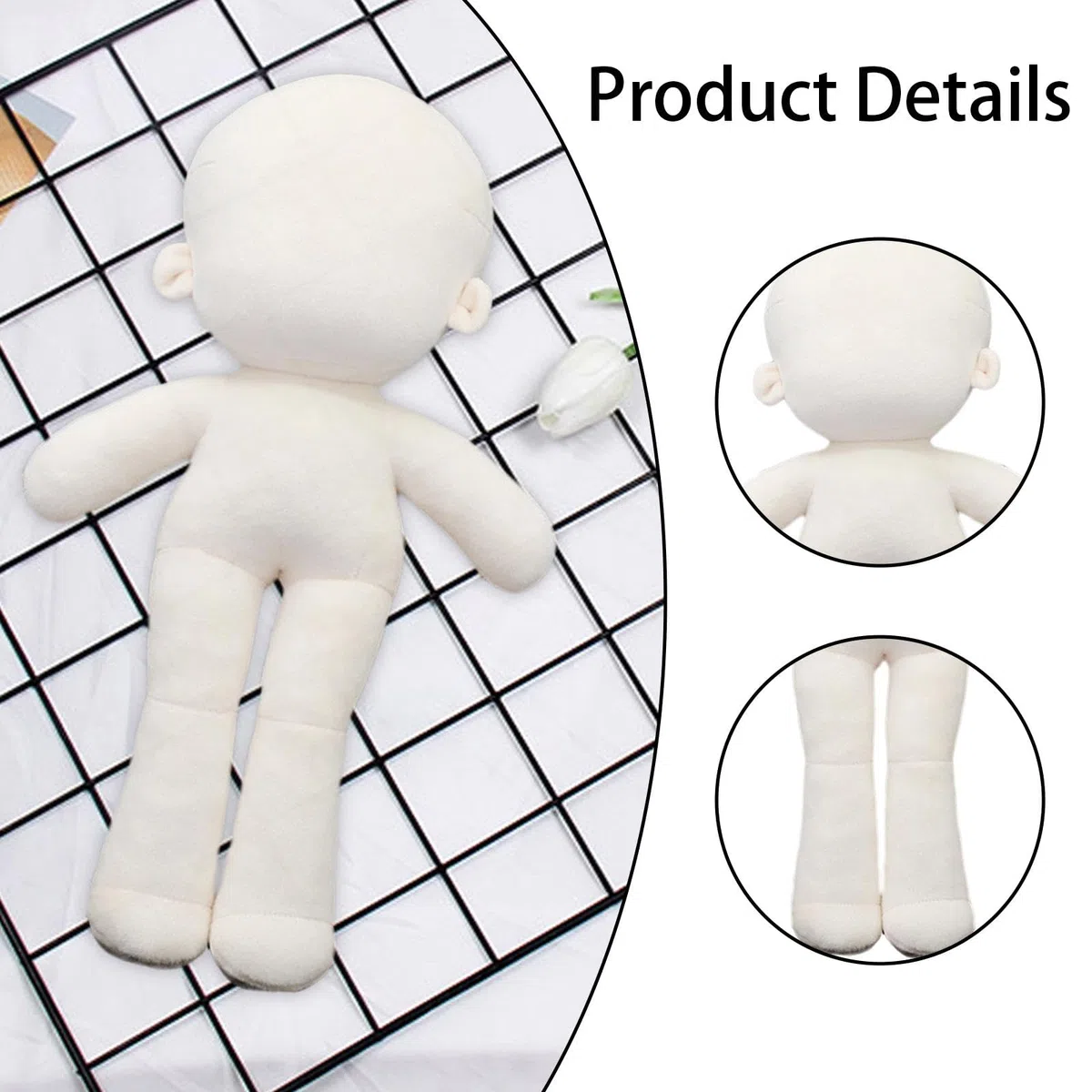 Blank Doll Body Stoffpuppe DIY Plüschmannequin Bastelprojekt für Kreative Bastelarbeiten Spielzimmer Sammeln Kinderzimmer Geschenküberreichung, Normaler Körper