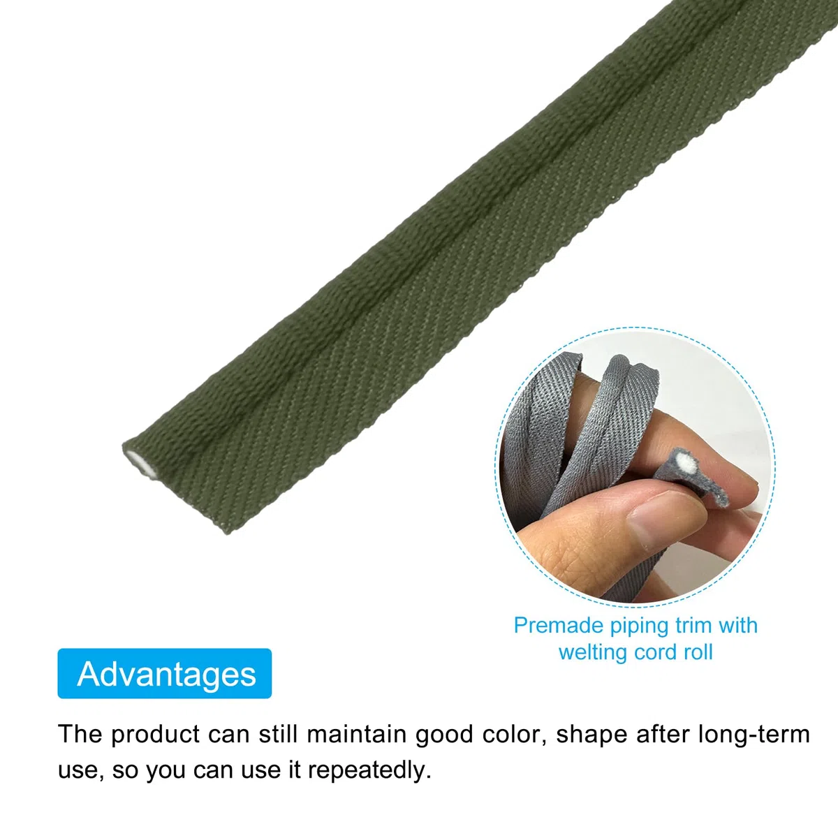 QUARKZMAN Paspelband 20 Yards 5/8 Zoll Paspelband Zum Nähen DIY Basteln Stoffkante Dunkelgrün