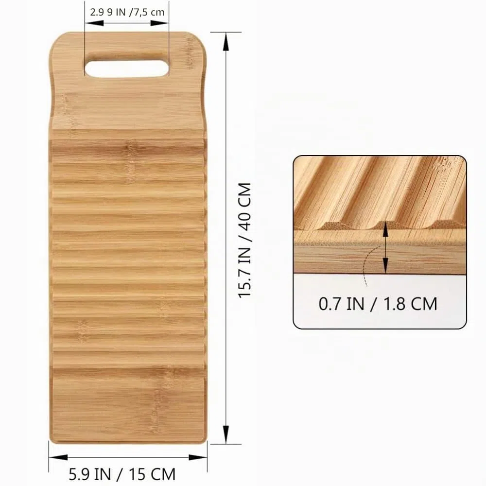 Bambus Waschbrett, 1 Stück Holz Waschen Kleidung Bord Große Wäsche Bord für Kleidung Hause Waschküche, Geeignet zum Waschen von Kinderkleidung(40 * 15 * 1.8cm)