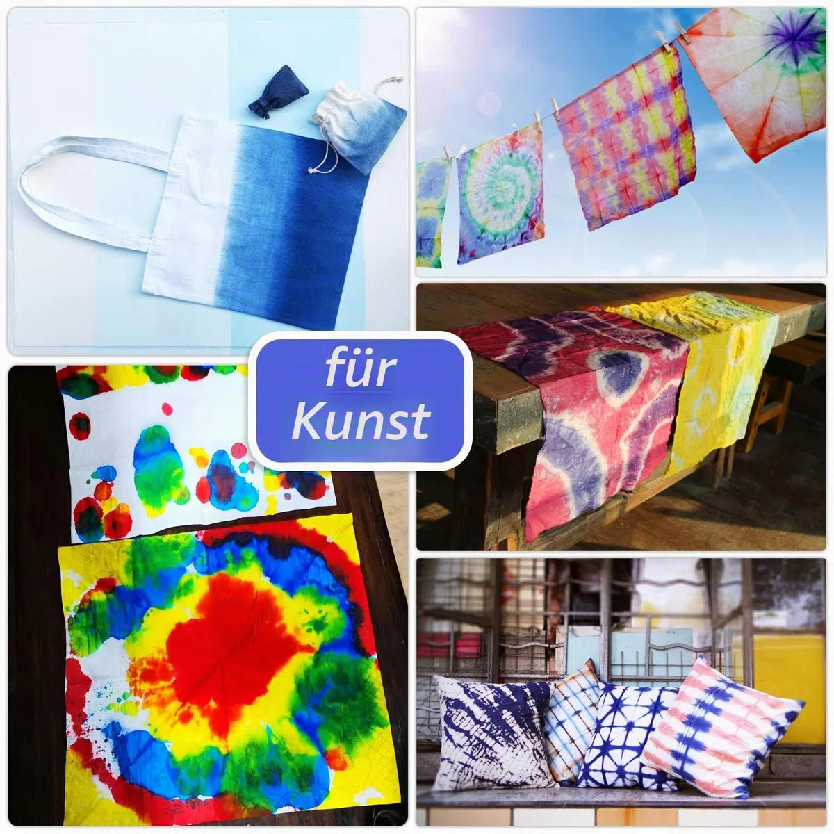 Tie Dye Kit - 18 Farben Textilfarbe Stoff für DIY Textil Kleidung Malerei, Shirts - Ein Schritt Fabric Batik Set für Hemd, Hoodie, Partybedarf, Erwachsene und Kinder Handgemachte Projekte