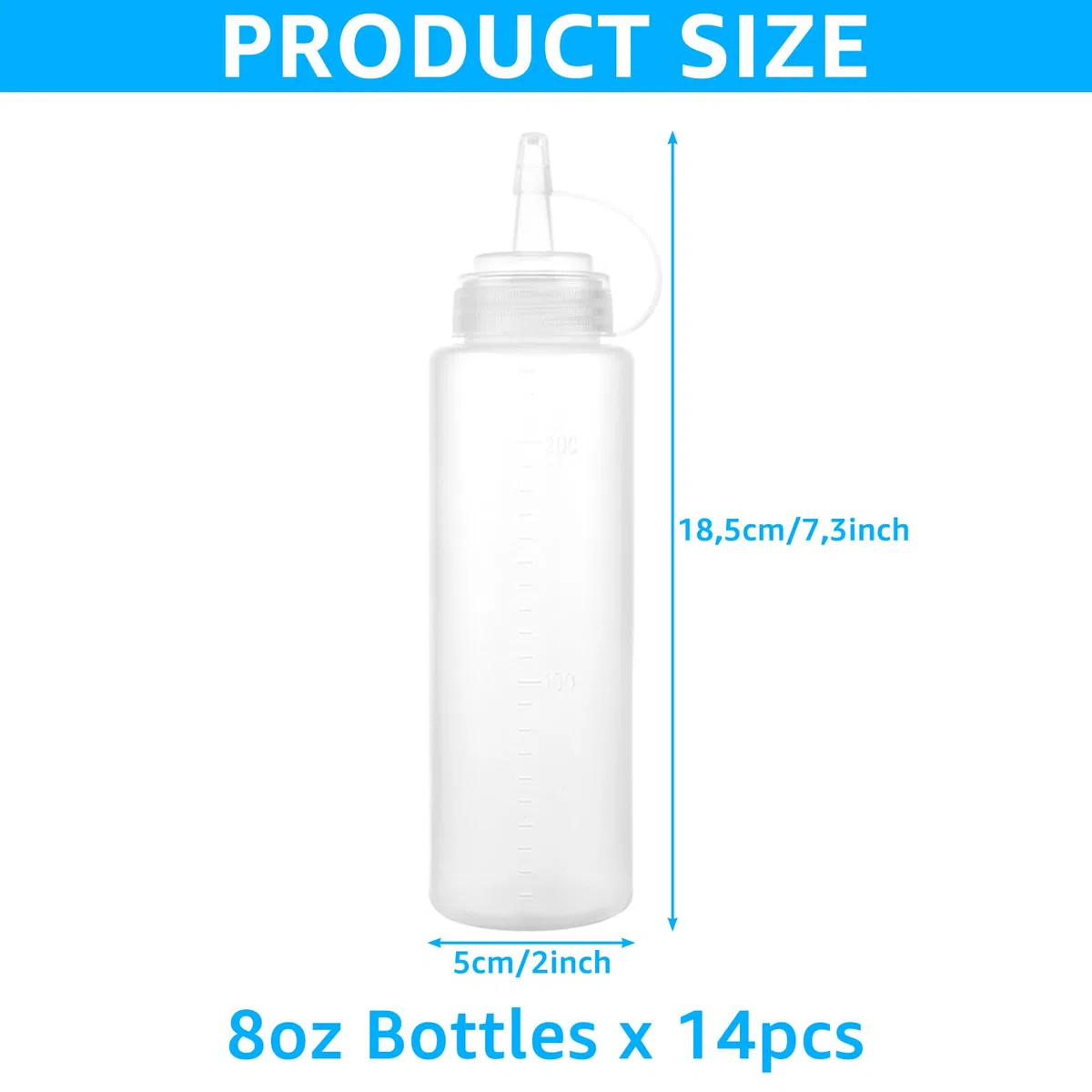 APACALI 14 Stück Saucenflasche, Quetschflasche 250ml, Squeeze Flasche Mit Kappen, Saucenflasche Squeeze Condiment Flaschen, Ketchup Flasche für Condiment Sauce Dressings Senf Ketchup Öle