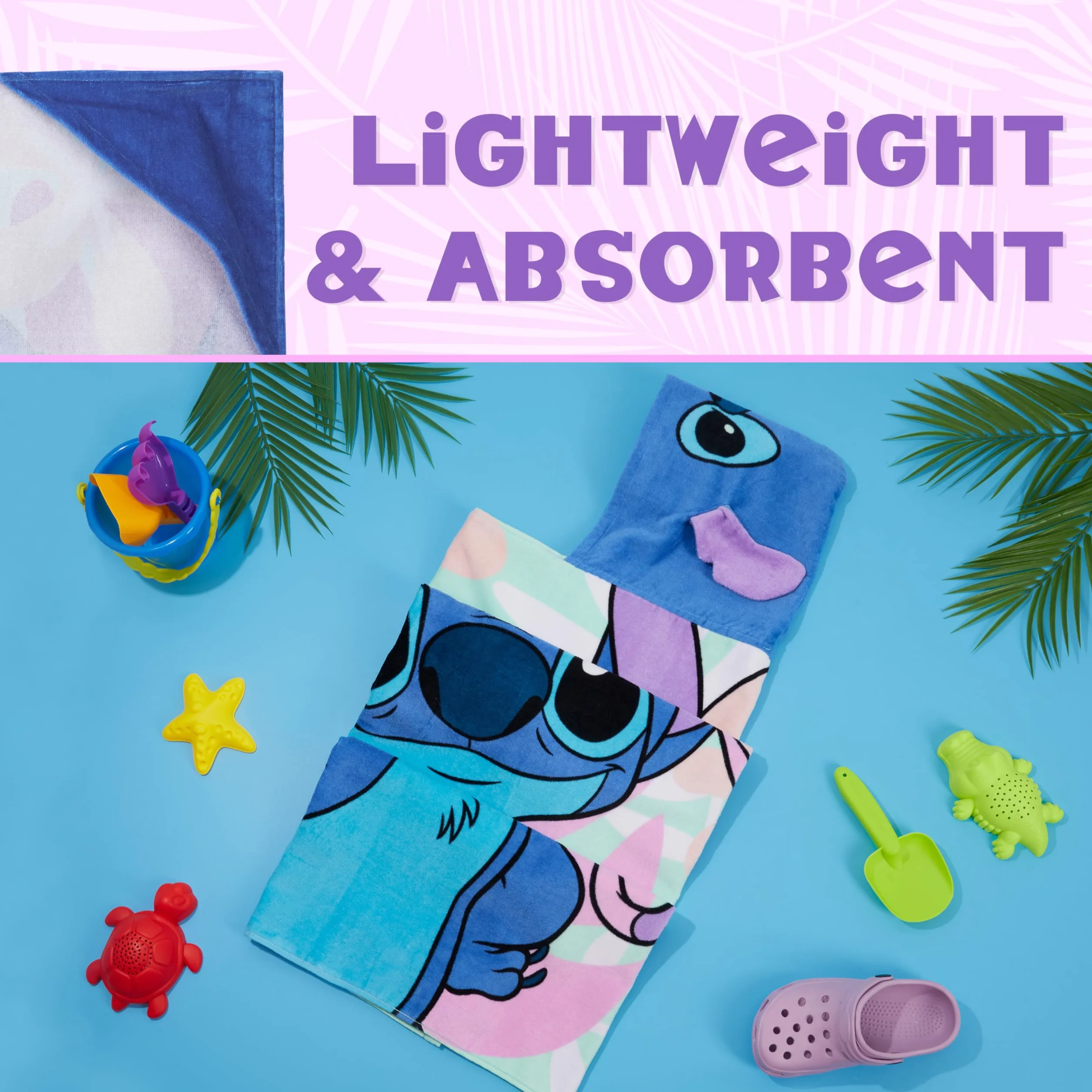 Disney Stitch Badetuch Poncho Badeponcho Kinder Strandtuch Mädchen mit Kapuze Weiches Schnelltrocknendes Handtuch für Strand Schwimmen (Blau/Mehrfarbig Stitch, 6-14 Jahren)
