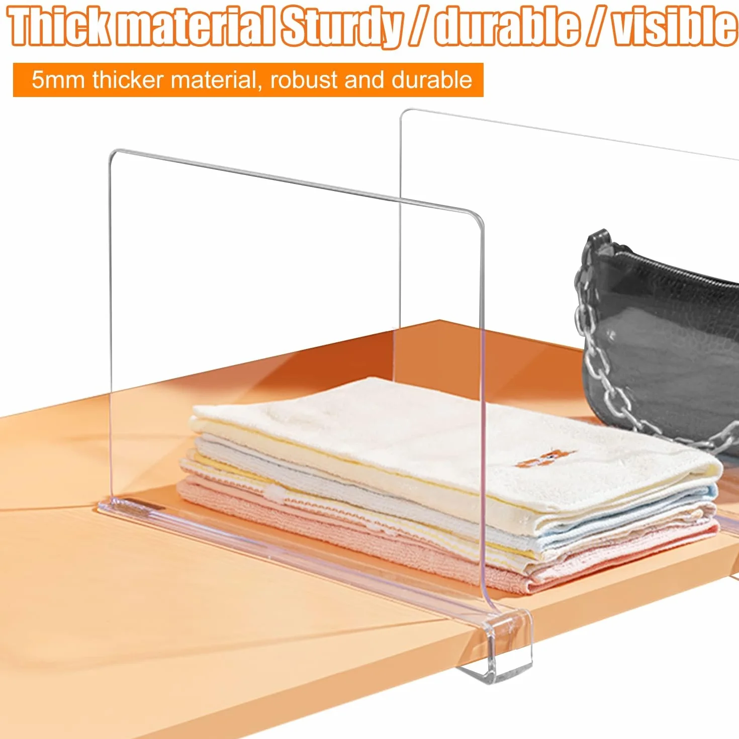 8 Stück Transparente Regaltrenner Kleiderschrank,30x20cm Shelf Divider Acryl, Multifunktionaler Schrank Regal Trenner, für Schlafzimmer, Aufbewahrung