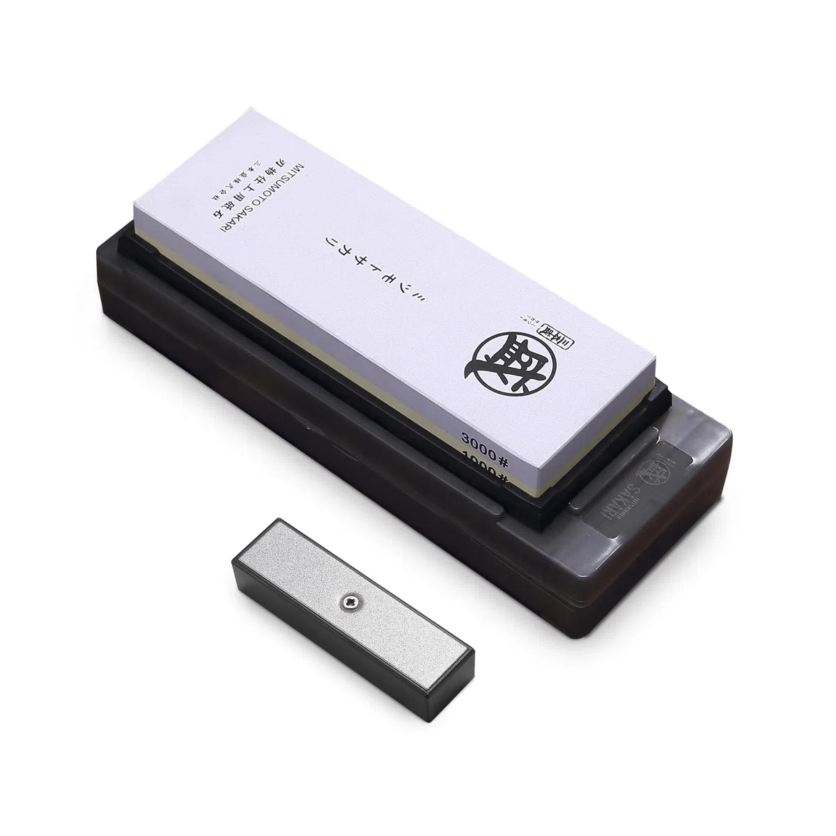 MITSUMOTO SAKARI Japan Schärfstein, 1000/3000 Grit, Professioneller Küchenschärfstein mit rutschfestem TPR-Gummiboden