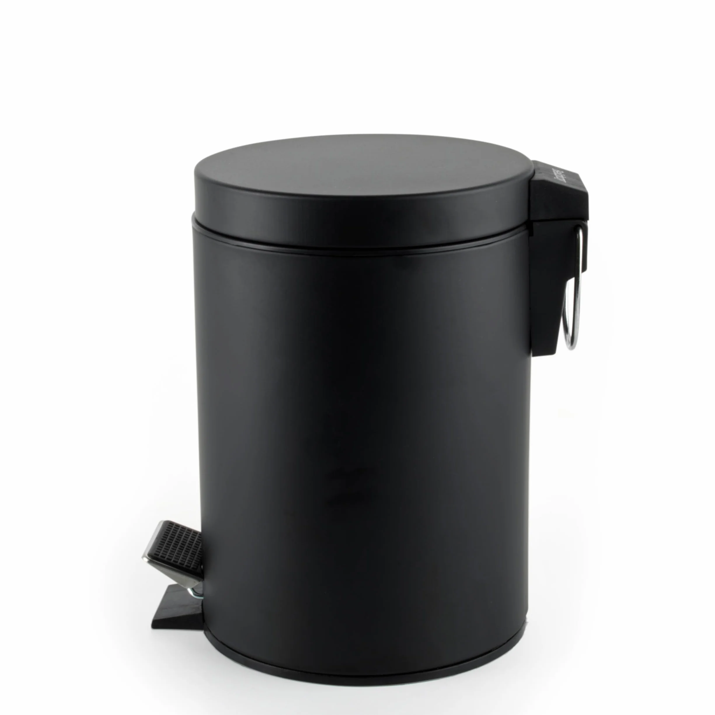Beldray LA038098BLKFEU7 Badezimmer-Fußpedal-Mülleimer - Kleiner runder Edelstahl-Hygienemülleimer für Schlafzimmer, Büro, Küche, Toilette, weicher Schließmechanismus, herausnehmbarer 3L-Innenbehälter