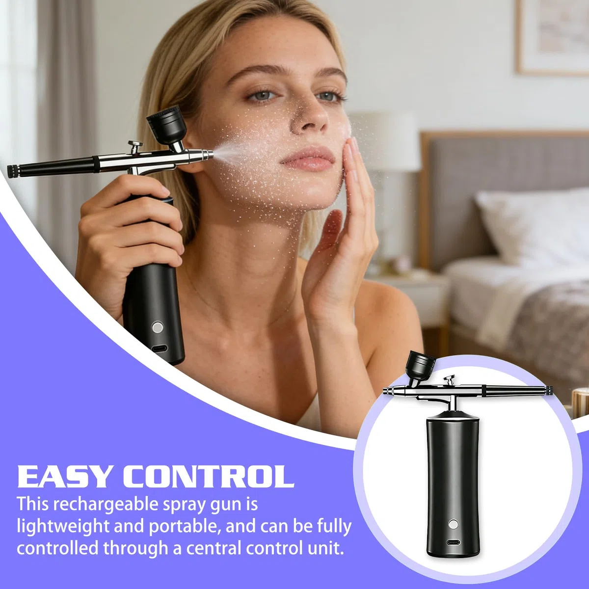 Airbrush Set Mit Kompressor,Wiederaufladbare Airbrush Mit 2 Düse,Wireless Airbrush Set,Tragbare Air Brush Kompressor-Set For Makeup,Tattoo-Modellierung,Kuchendekoration,Wiederaufladbar,Nail Art