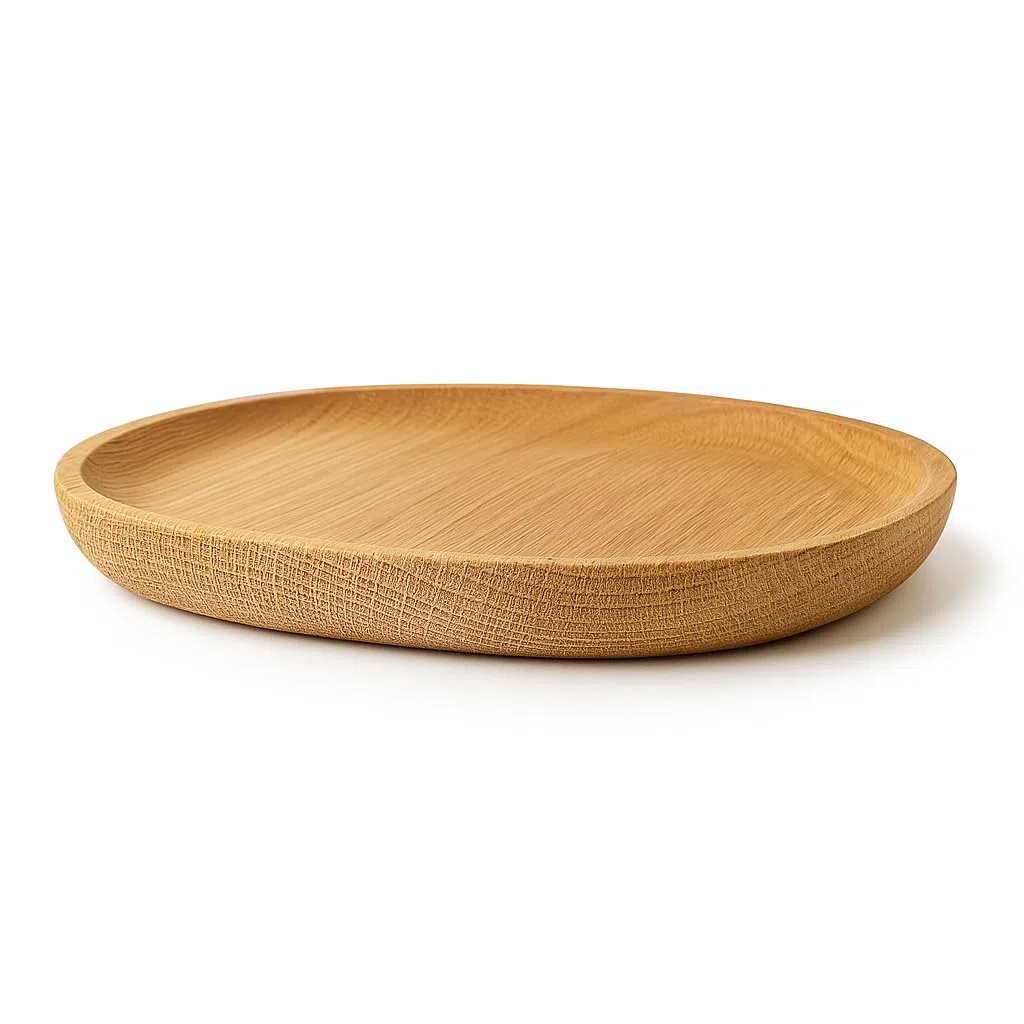 dekorative Holzschale perfekt zum Servieren, Dekorieren und Präsentieren - Deko Tablett, Tischdeko Holz, Servierplatte Holz, Serviertablett (Eiche, 160x150x15 mm)