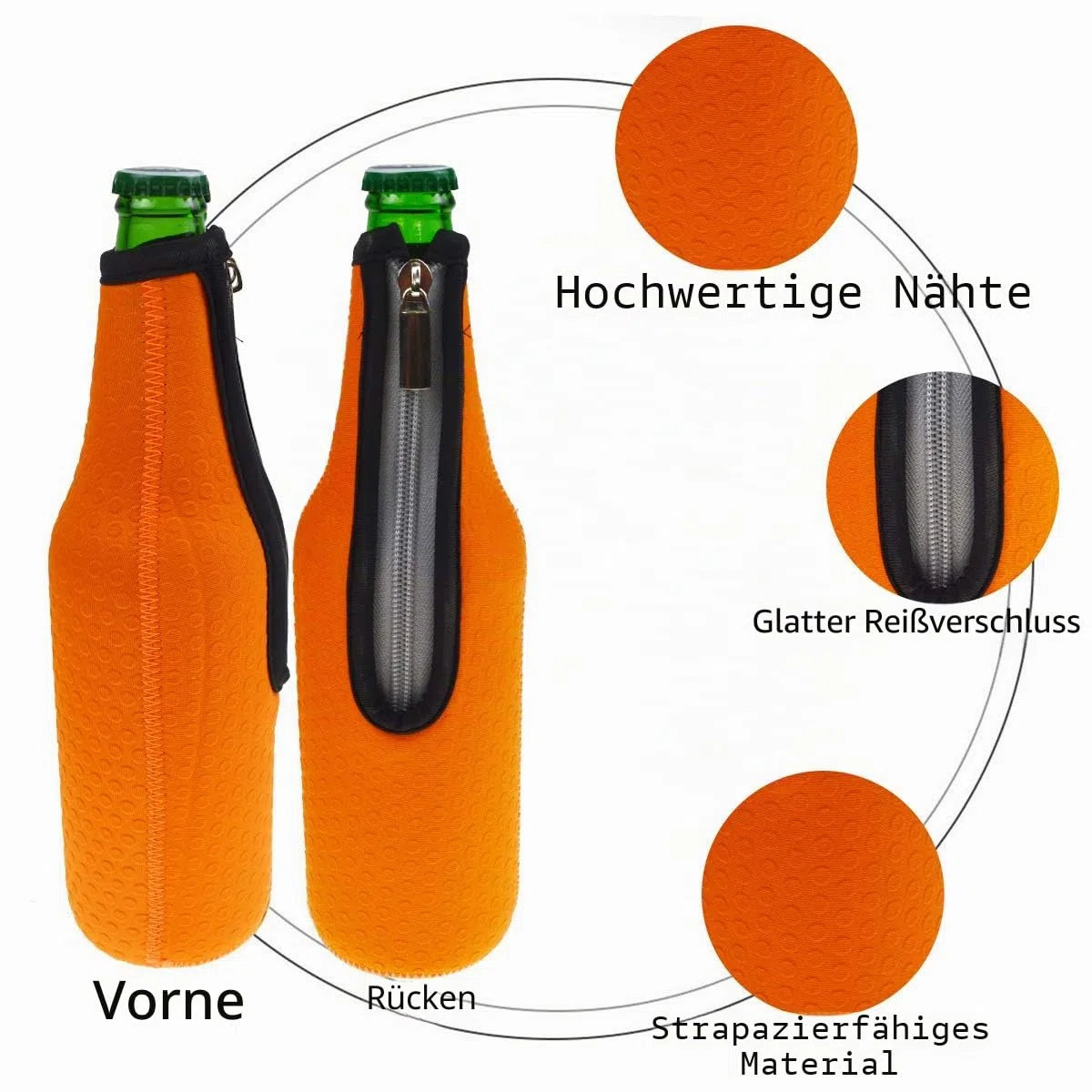 Bier Flaschenkühler, 6 Stück 17,6 Oz (500ml) Neopren Isoliert Reißverschluss Faltbar Bier Flaschen Kühler/Weinkühler / Getränkekühler (6Farben)