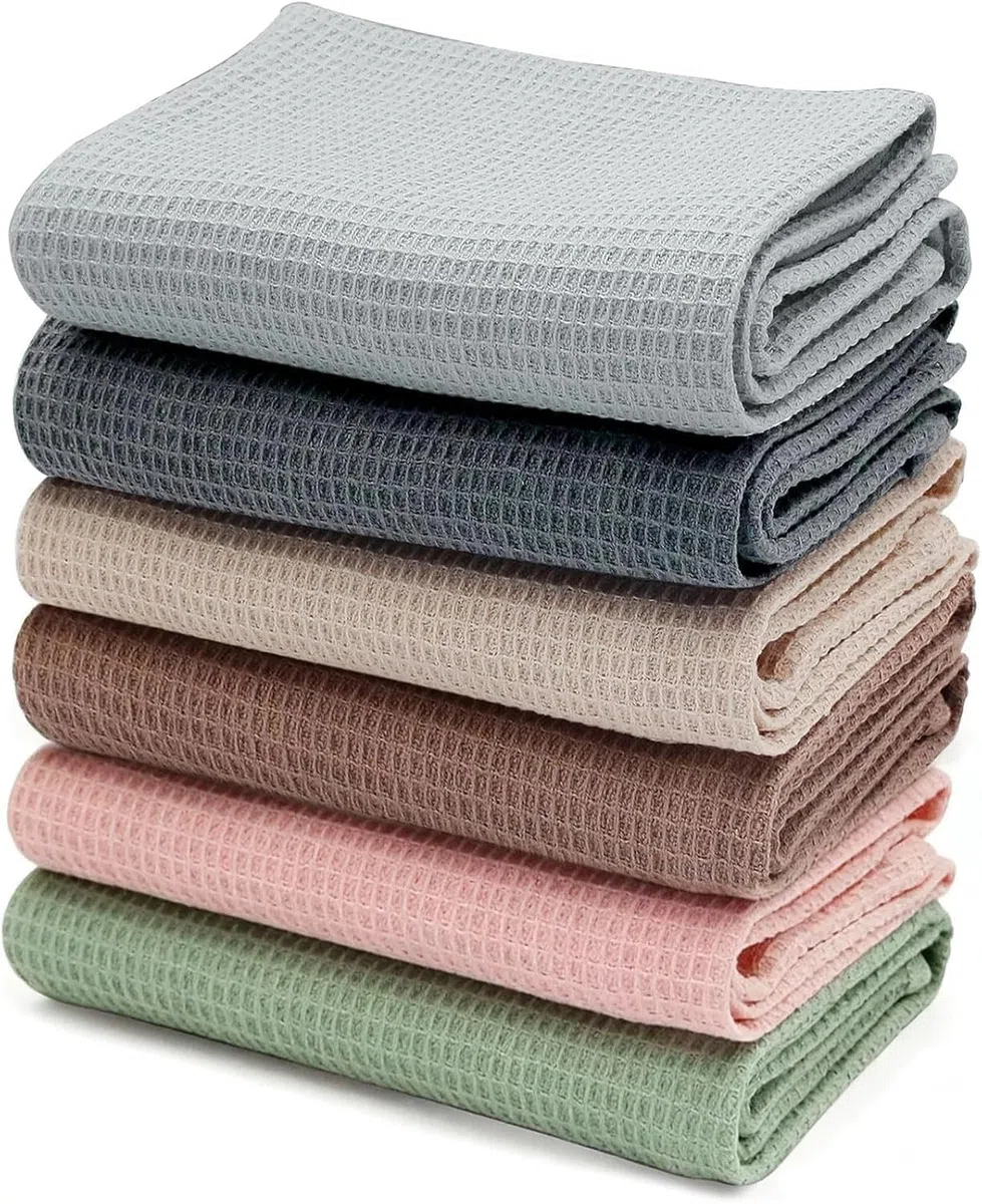 Geschirrtücher Baumwolle in 45x65cm, 6 Stück Küchenhandtücher, Geschirrtücher Waffelstruktur Super Saugstarke, Langlebige, Küchentücher, Geschirrhandtücher, Weiche Geschirrtuch, Trockentücher